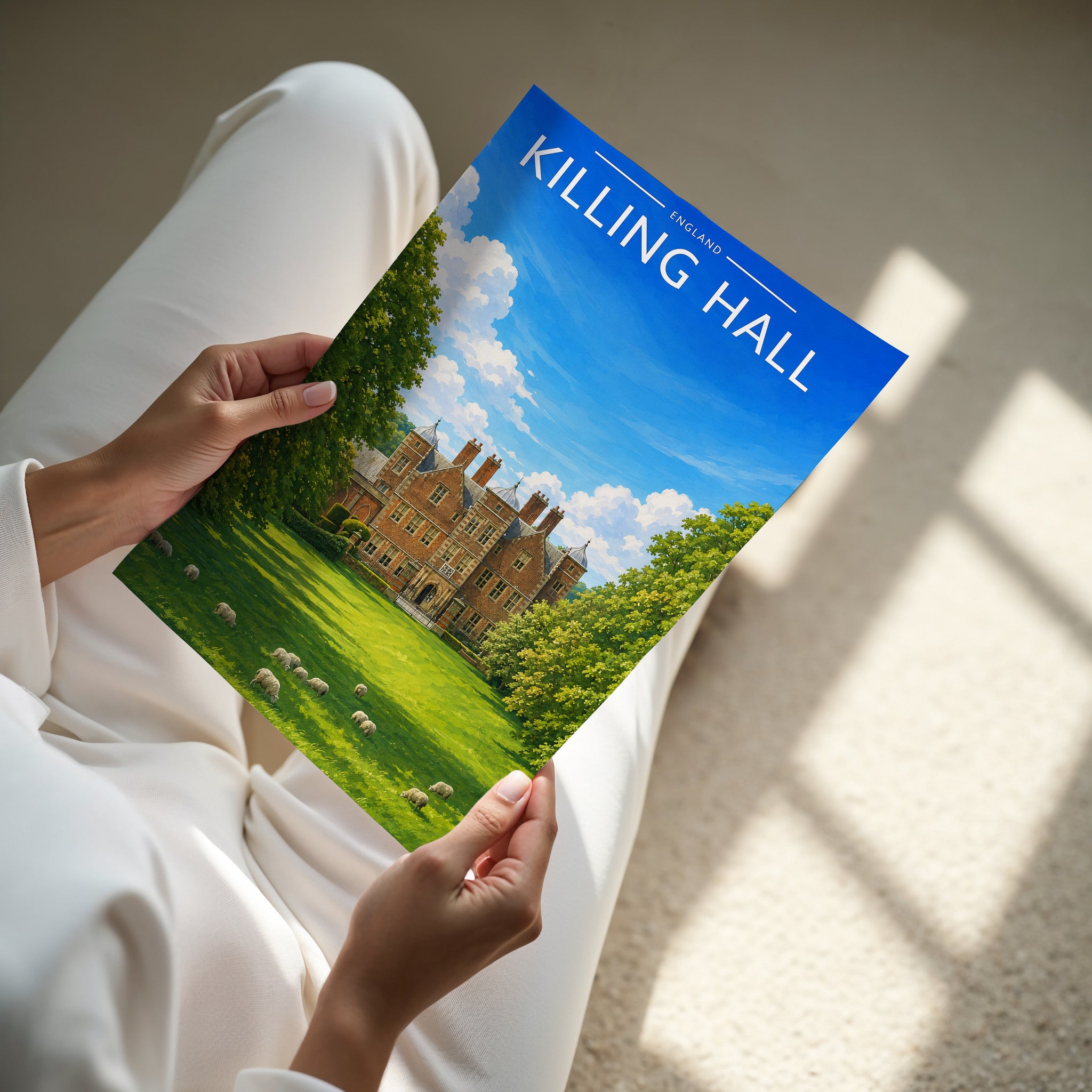 Kiplin Hall Travel Poster - A4 print in hand