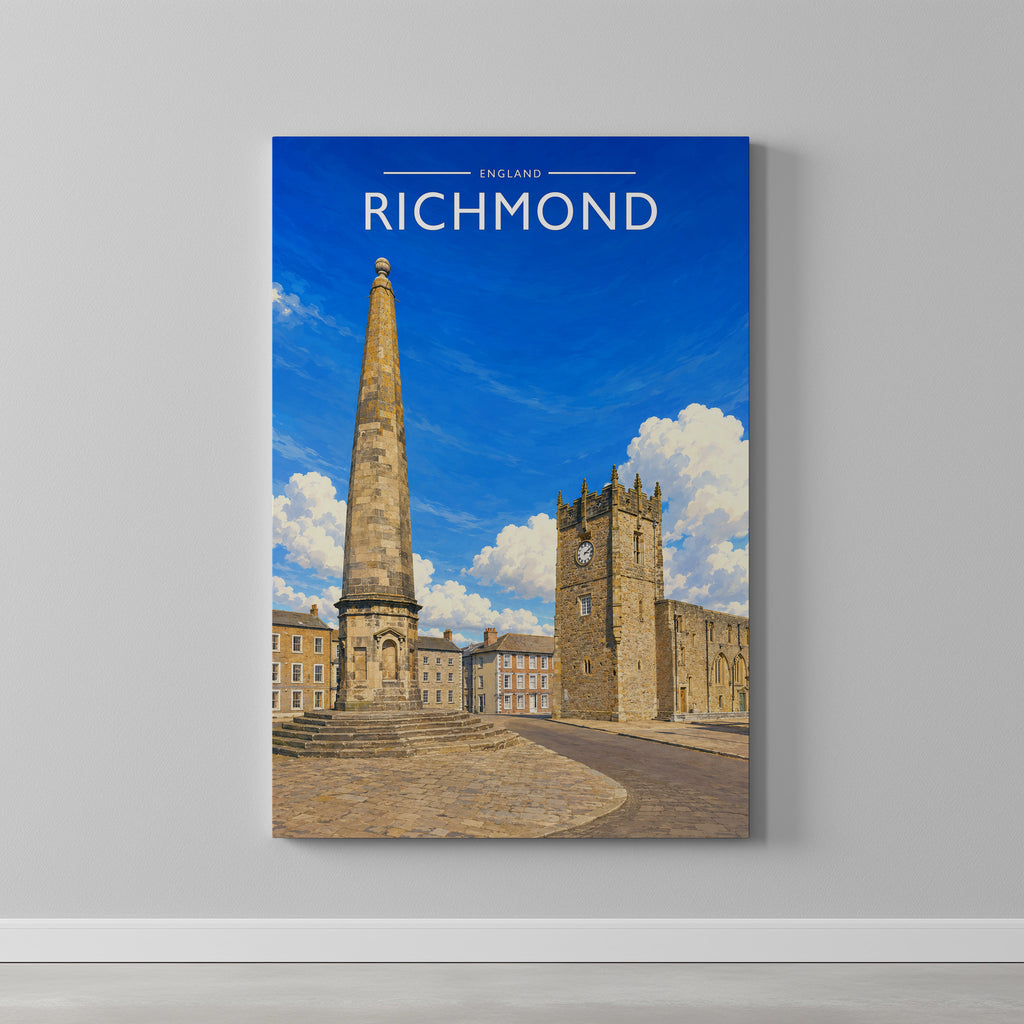 Richmond #5 Travel Poster as a gallery-wrapped canvas on a plain wall