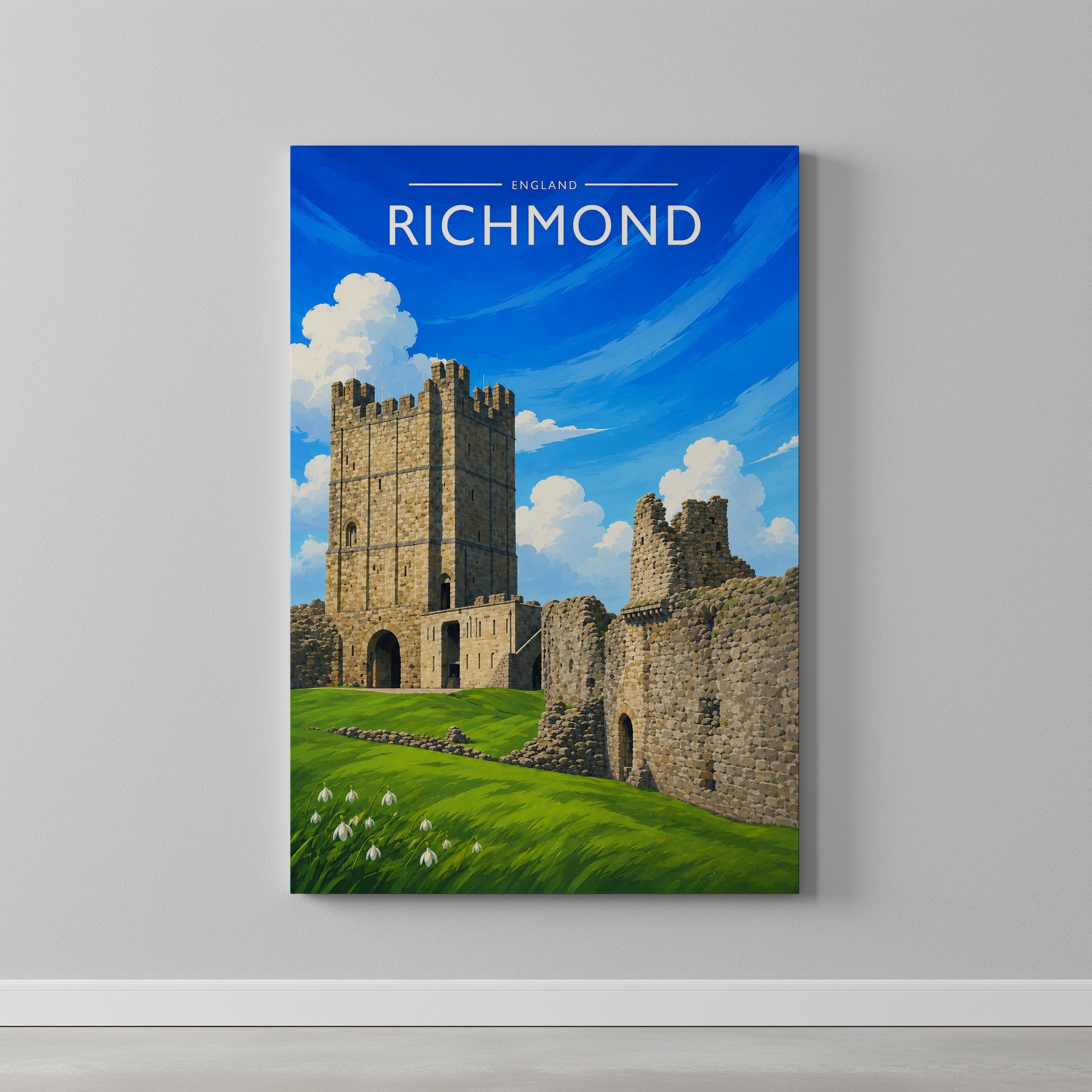 Richmond #6 Travel Poster as a gallery-wrapped canvas on a plain wall