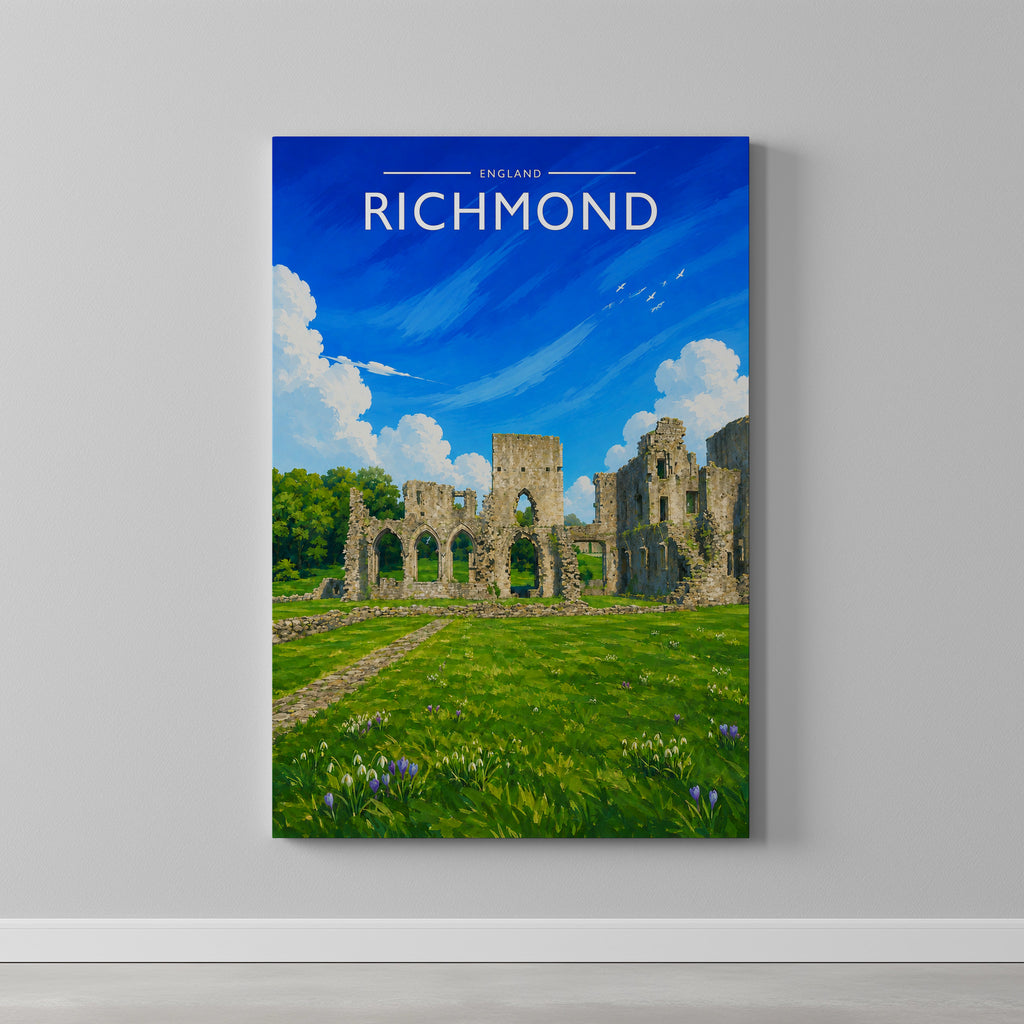 Richmond #8 Travel Poster as a gallery-wrapped canvas on a plain wall