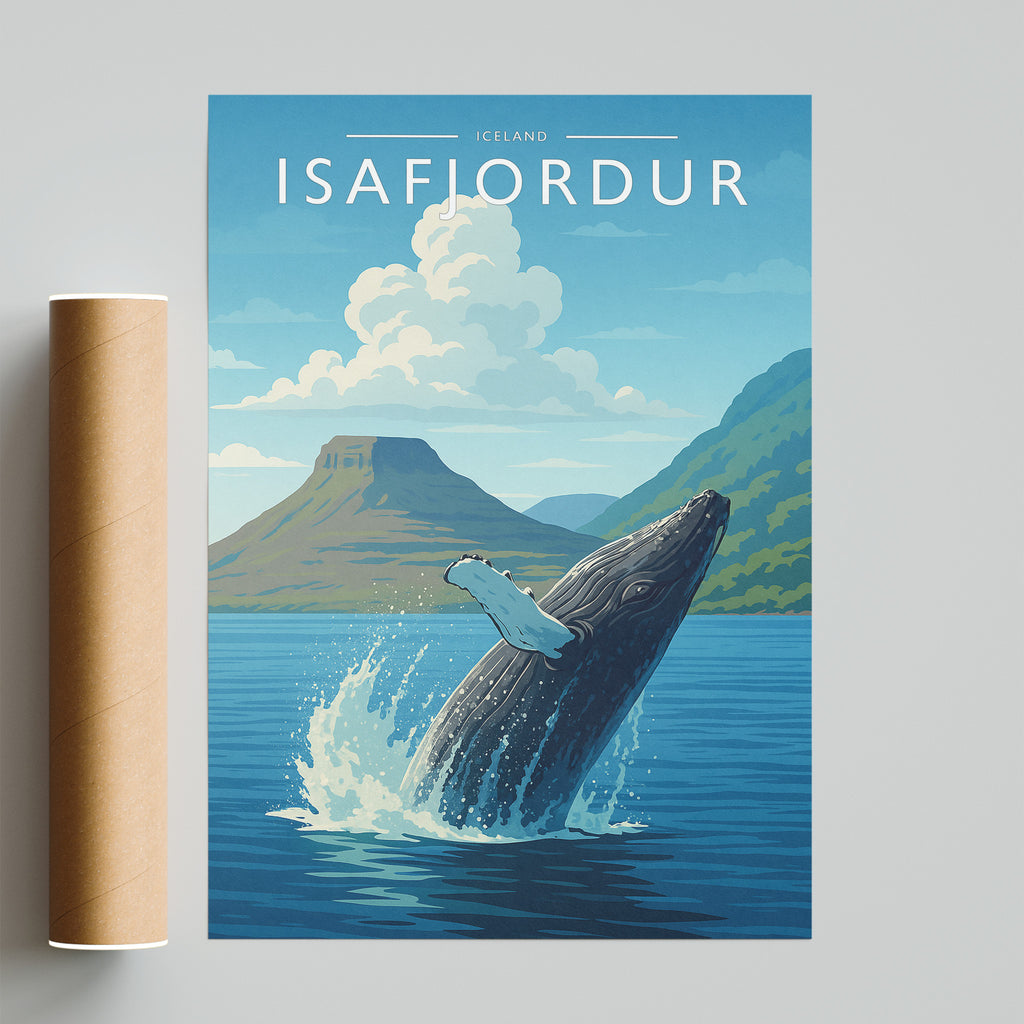 Isafjordur Travel Poster - fine art print with shipping tube