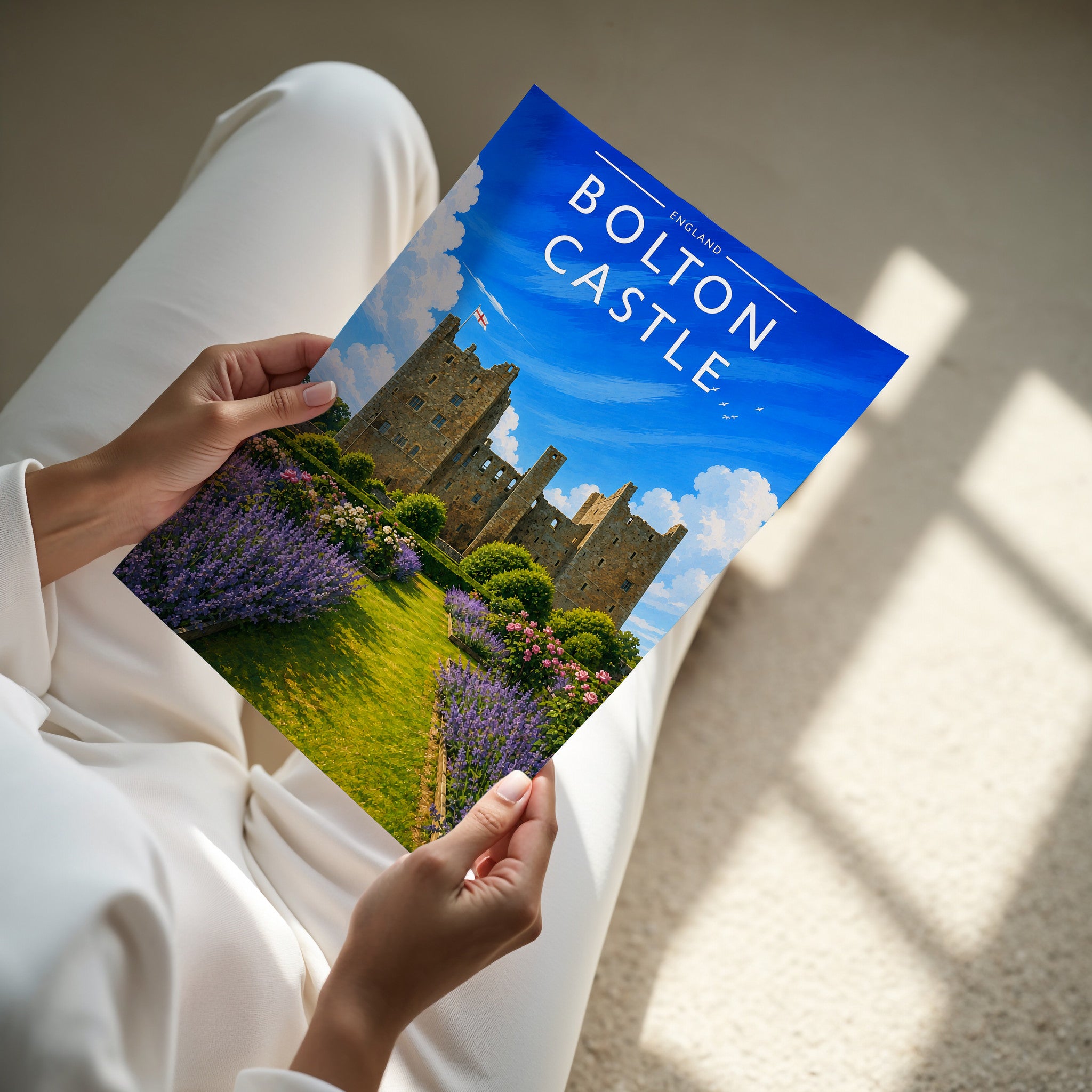 Bolton Castle Travel Poster - A4 print in hand
