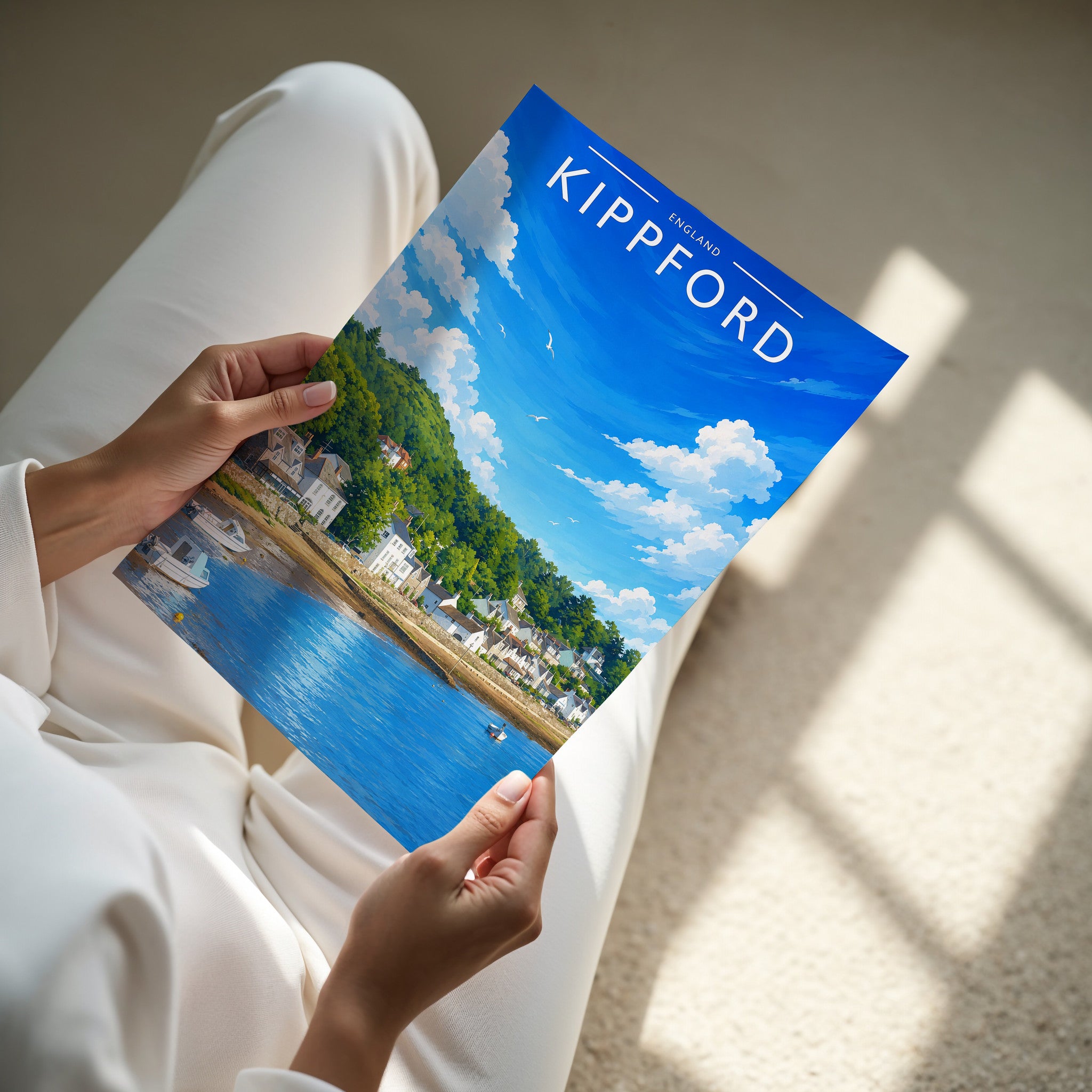 Kippford Travel Poster - A4 print in hand