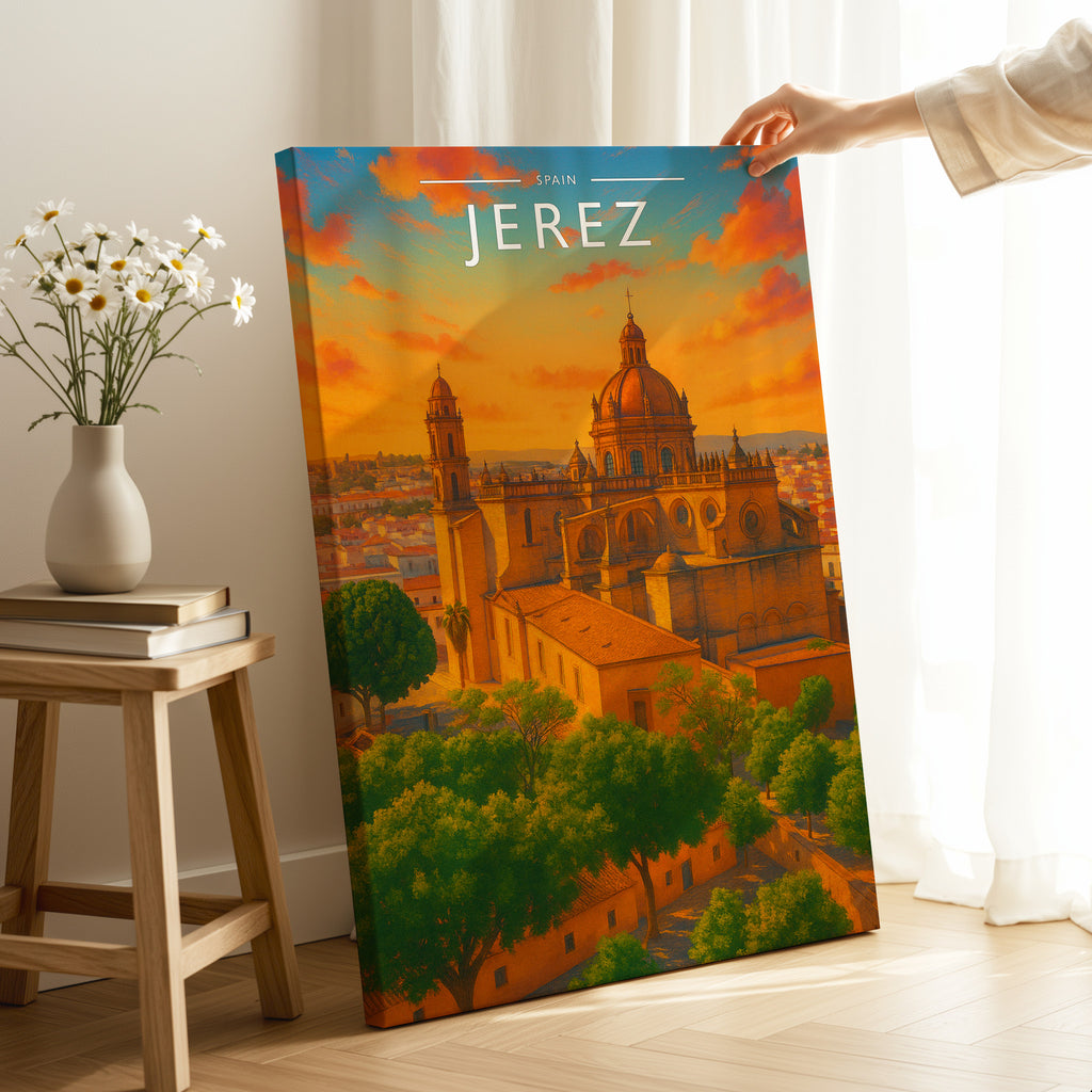 Jerez Travel Poster as a gallery-wrapped canvas