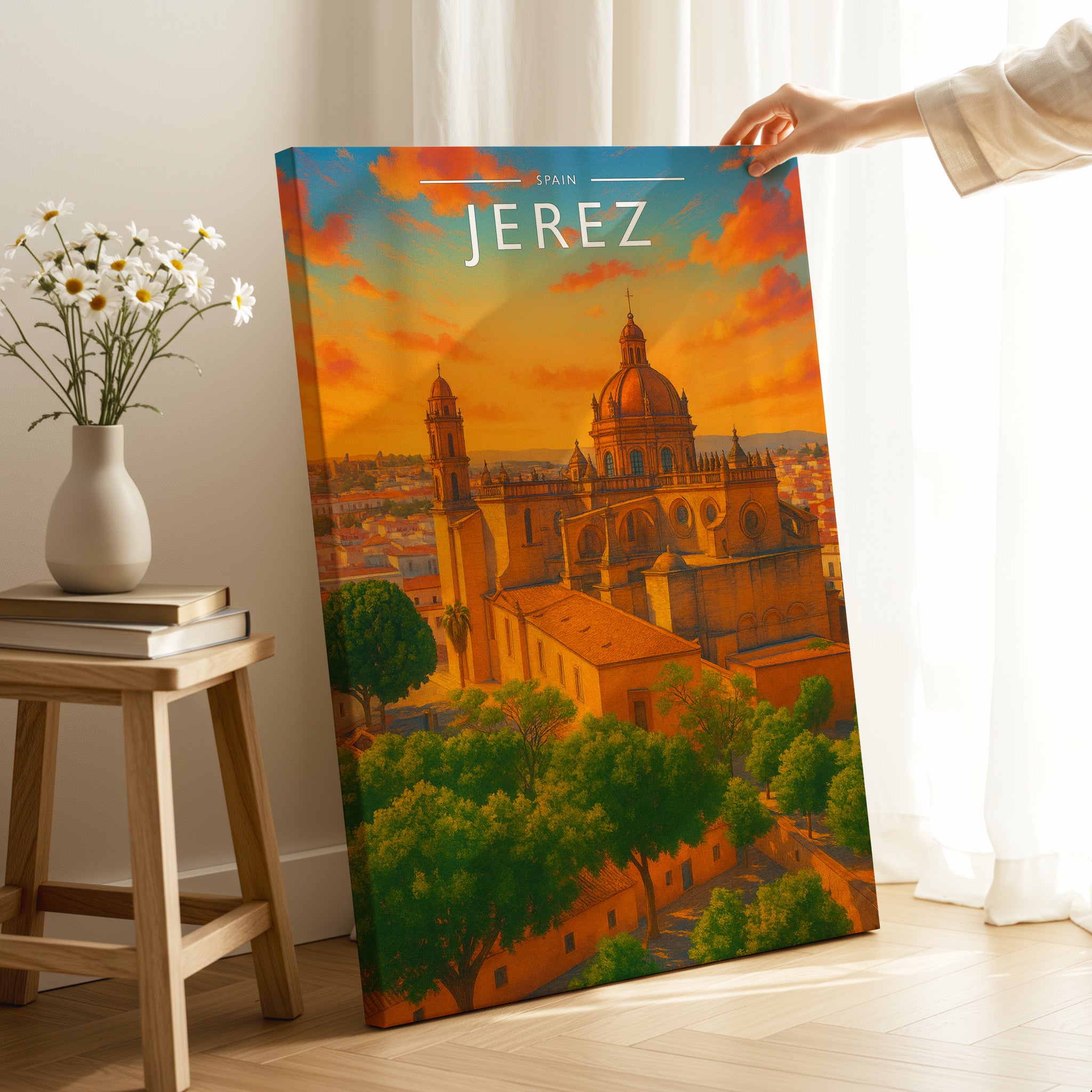 Jerez Travel Poster as a gallery-wrapped canvas