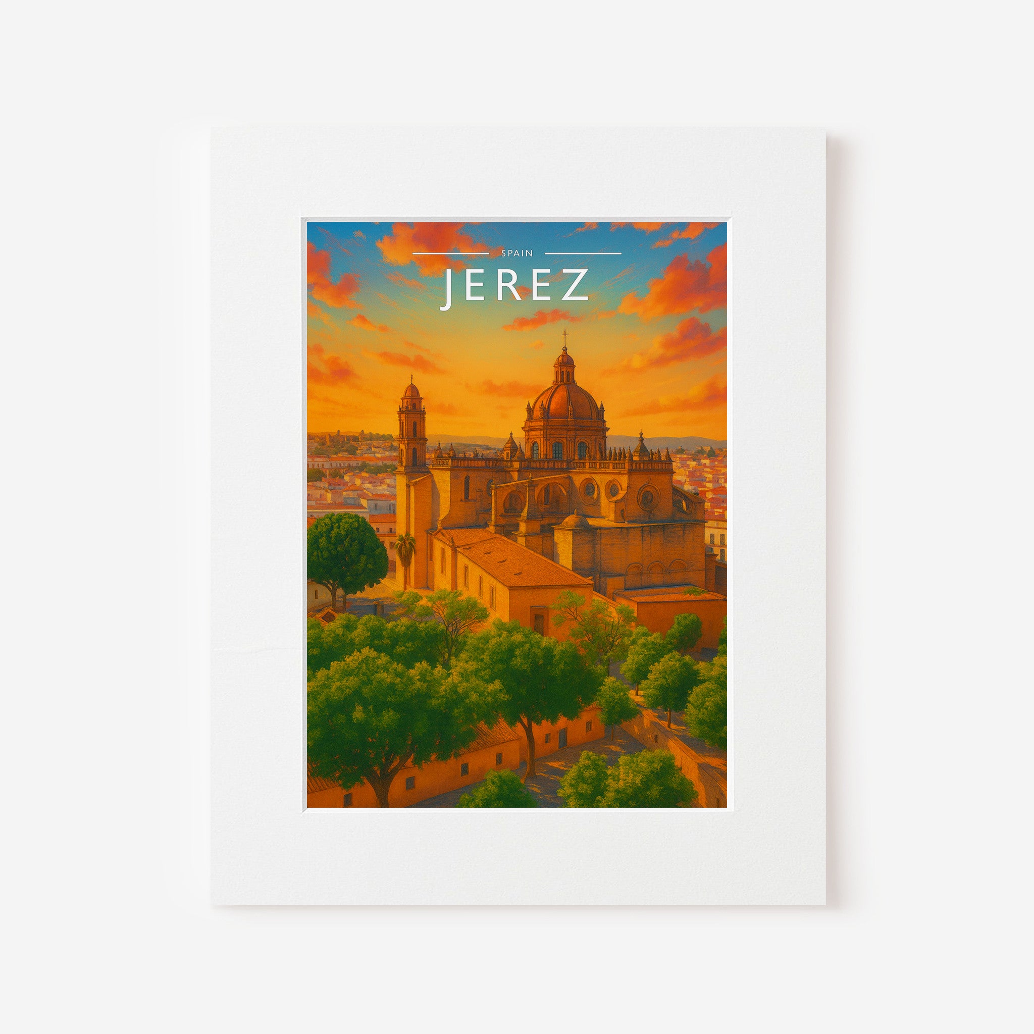 Jerez Travel Poster in a white mount