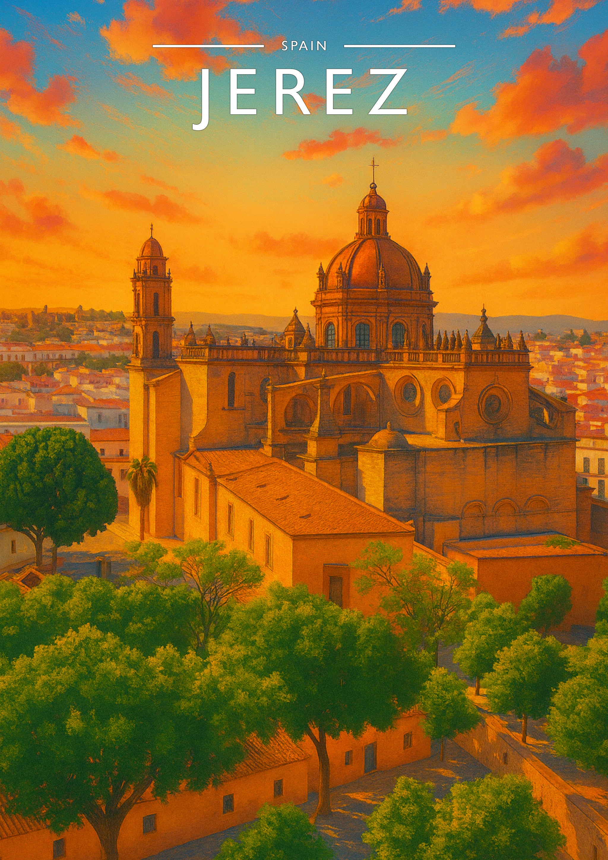 Jerez Travel Poster - A4 travel poster print