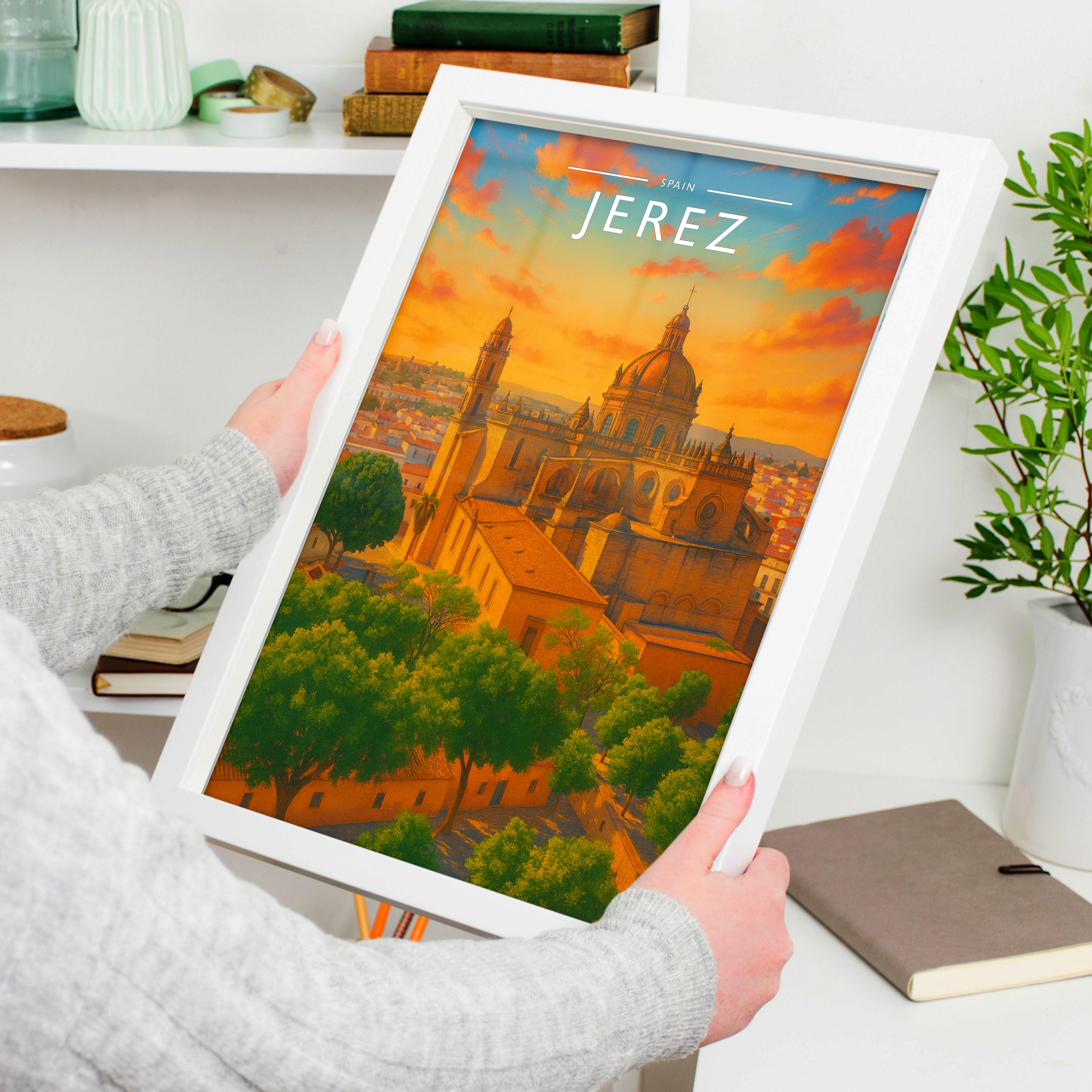Jerez Travel Poster held in a white frame