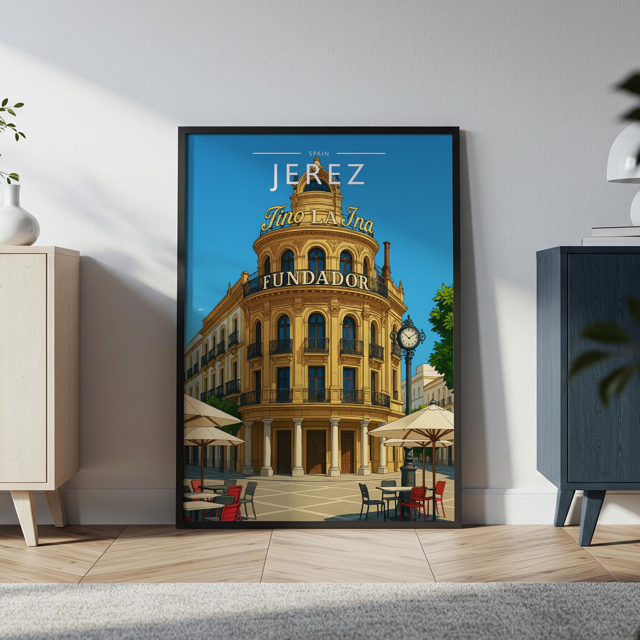 Jerez #2 Travel Poster in a black frame