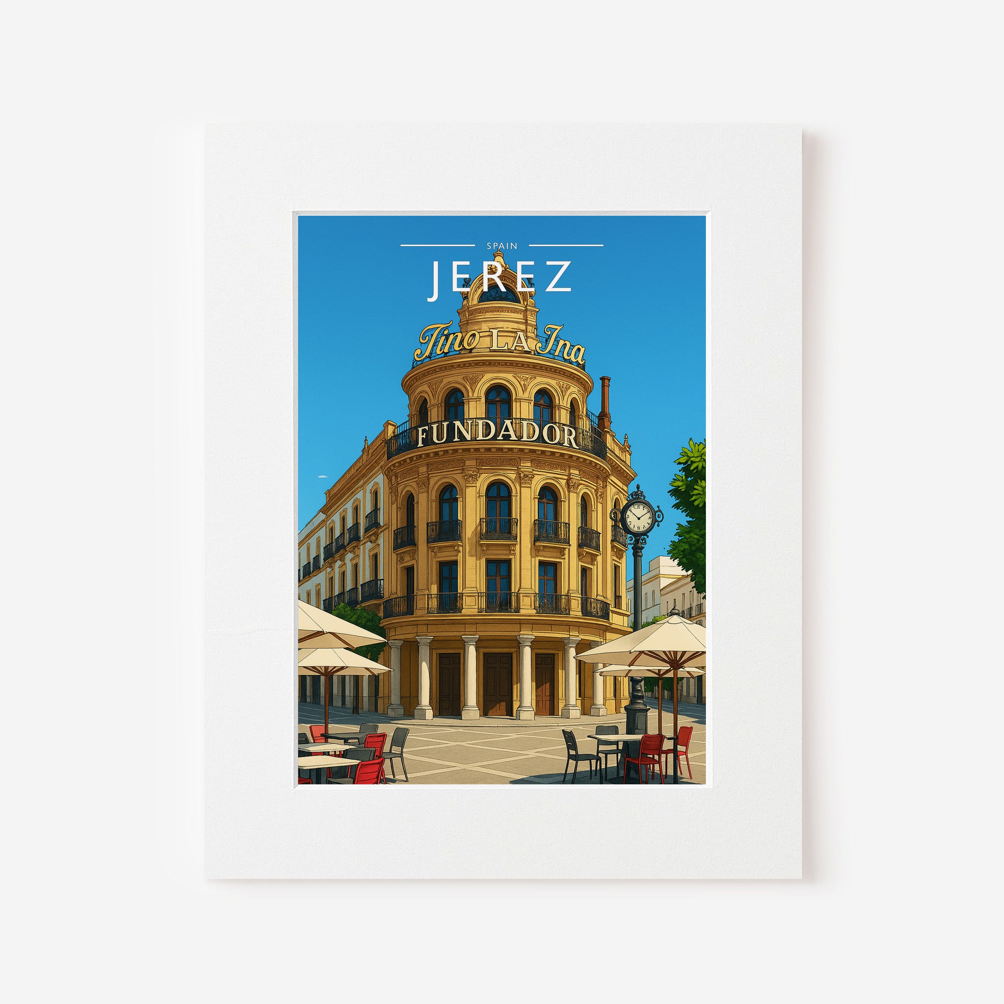 Jerez #2 Travel Poster in a white mount