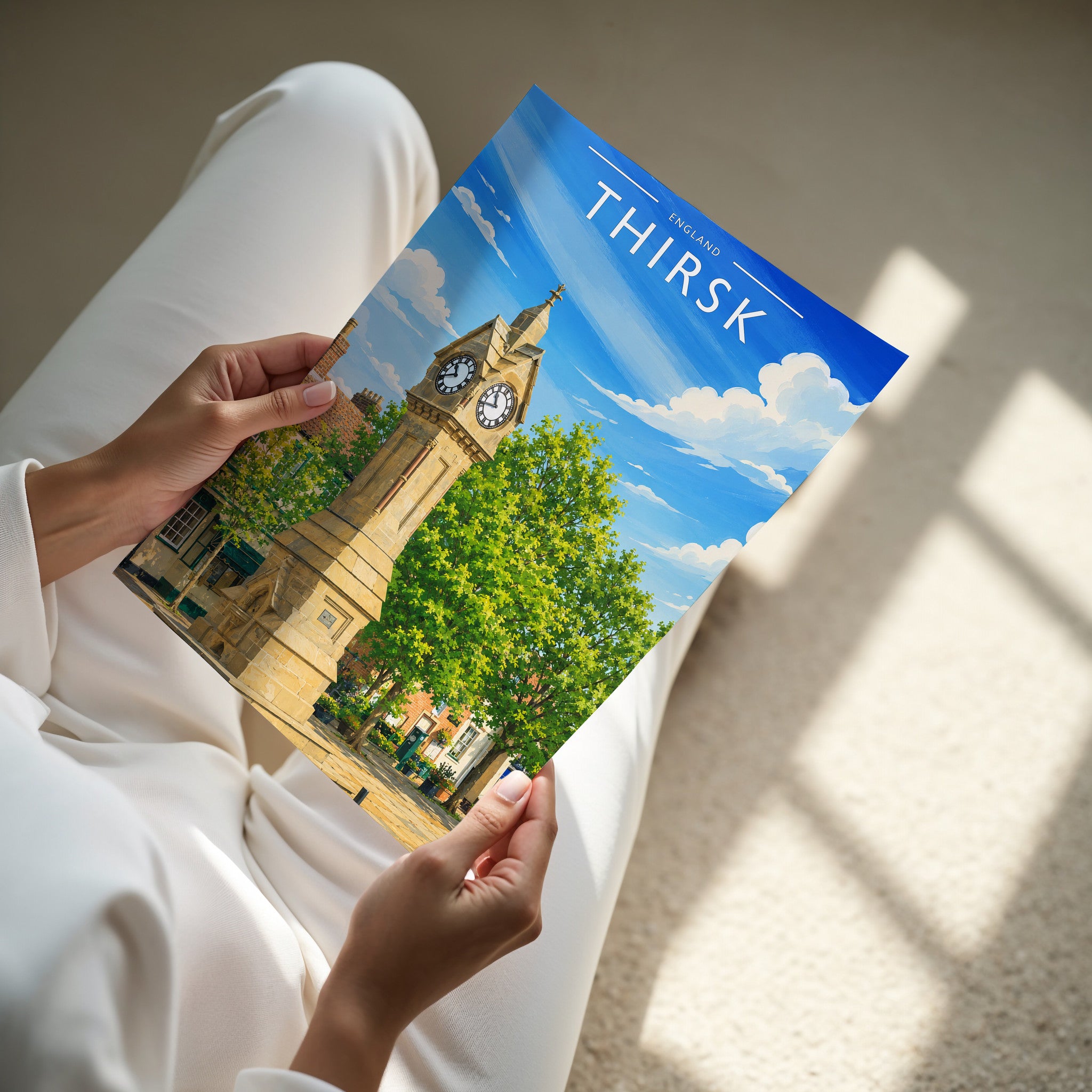 Thirsk Travel Poster - A4 print in hand