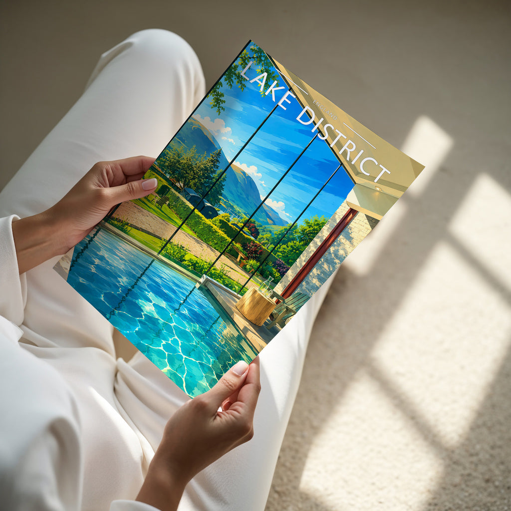 Lake District Travel Poster - A4 print in hand
