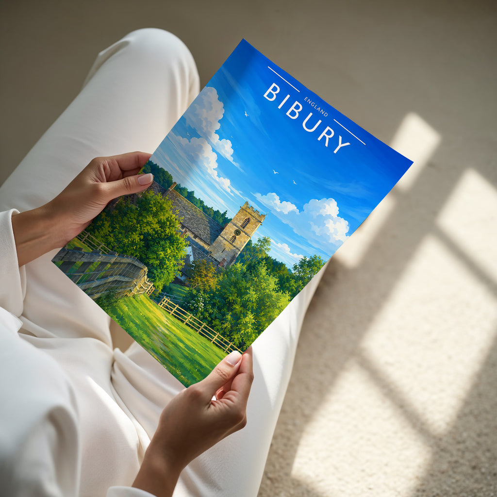 Bibury #2 Travel Poster - A4 print in hand