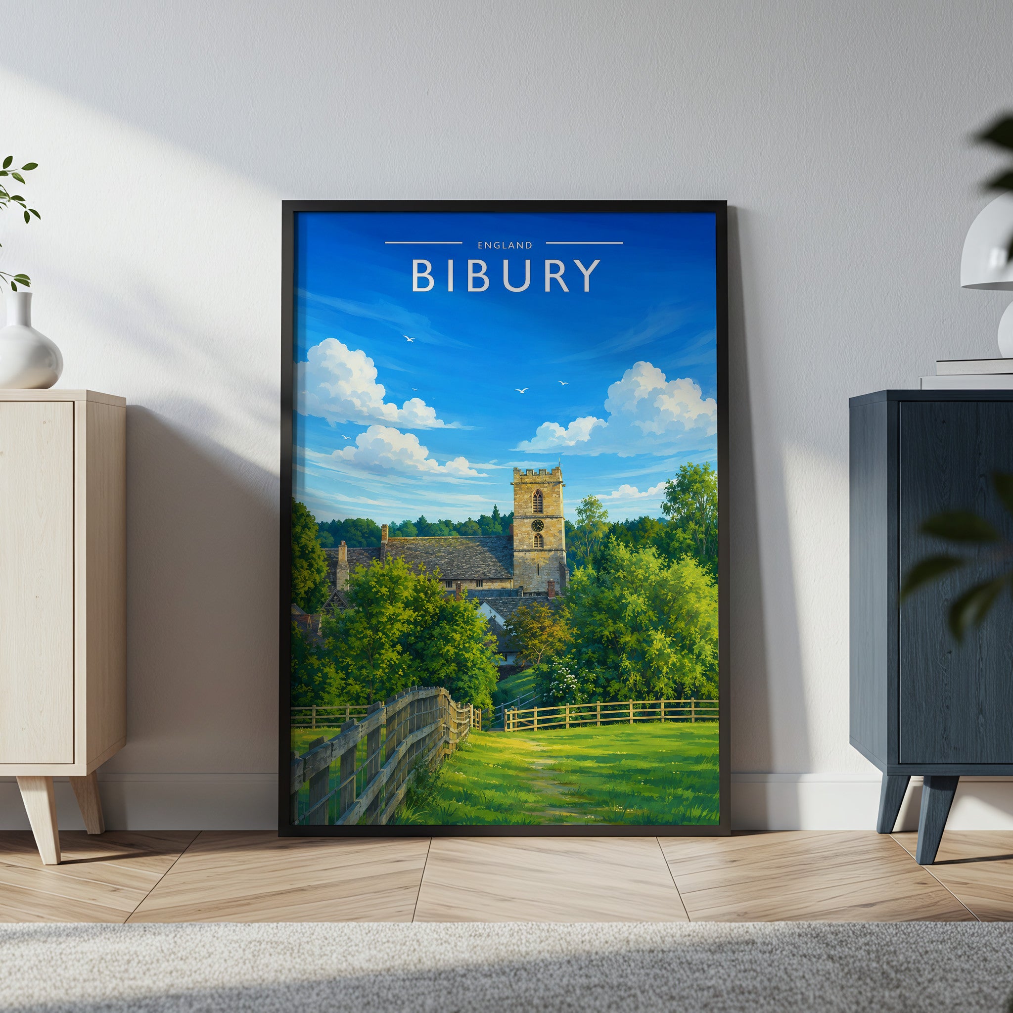 Bibury #2 Travel Poster in a black frame