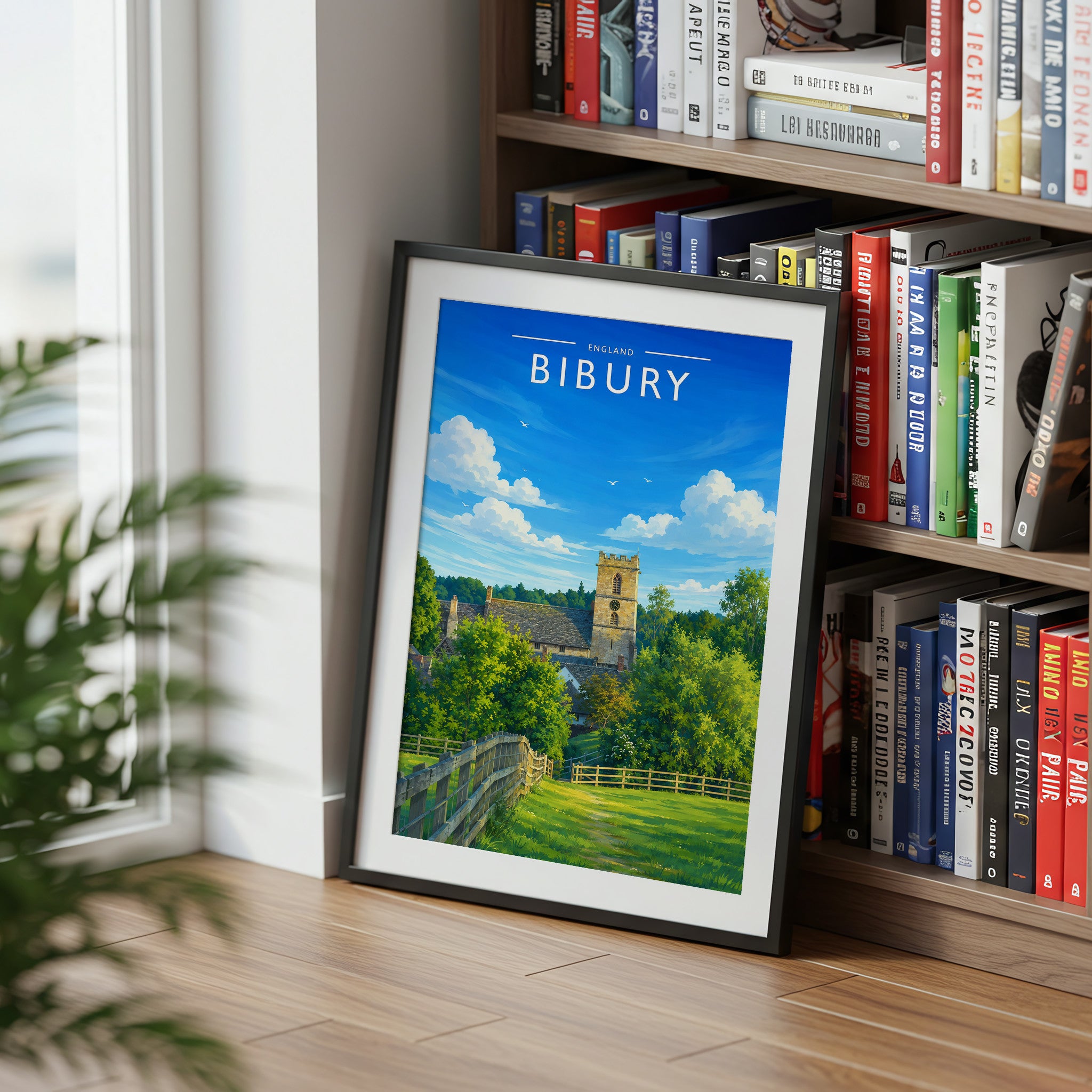 Bibury #2 Travel Poster mounted in a black frame