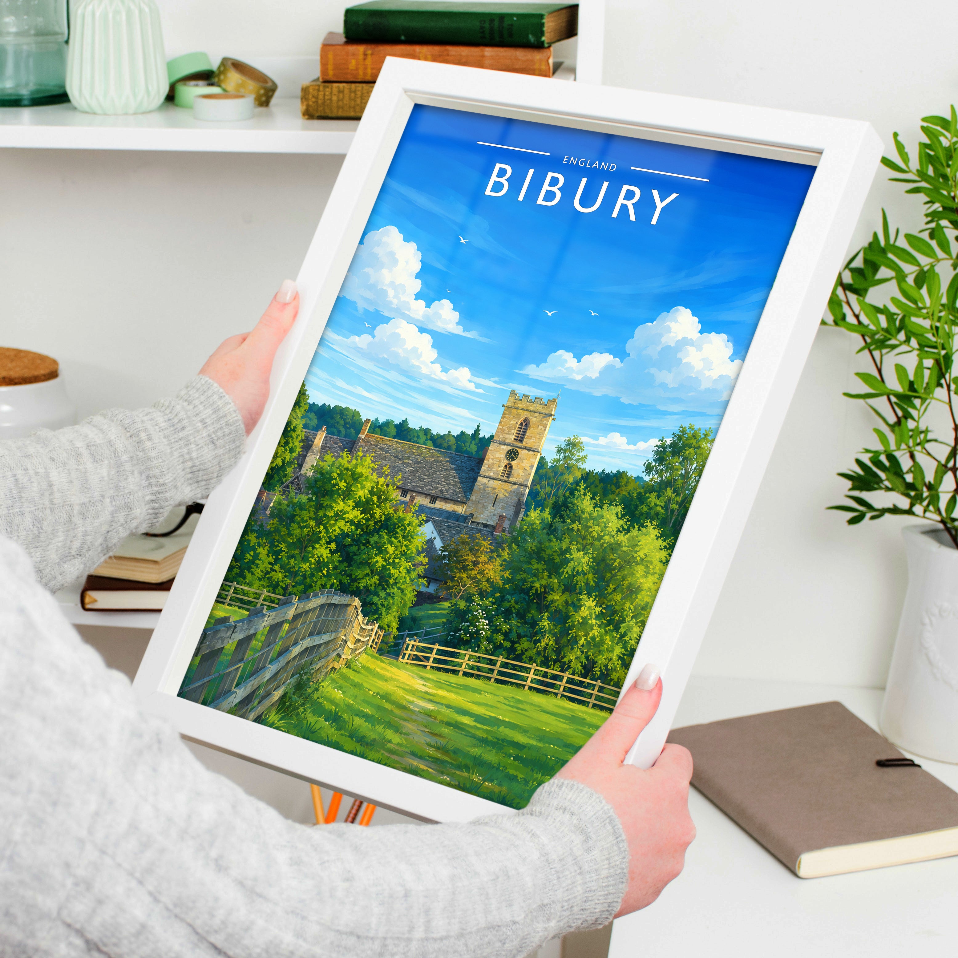 Bibury #2 Travel Poster held in a white frame