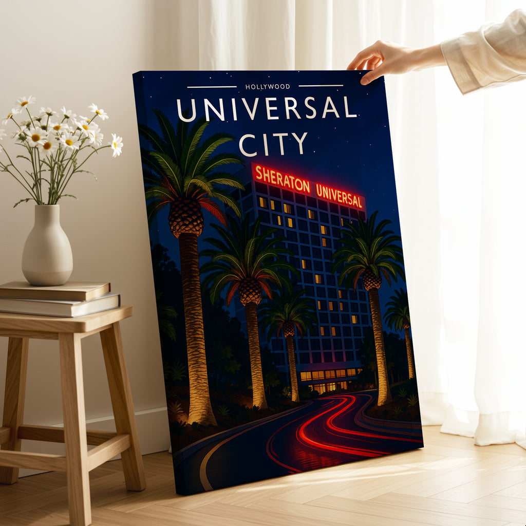 Universal City Travel Poster as a gallery-wrapped canvas