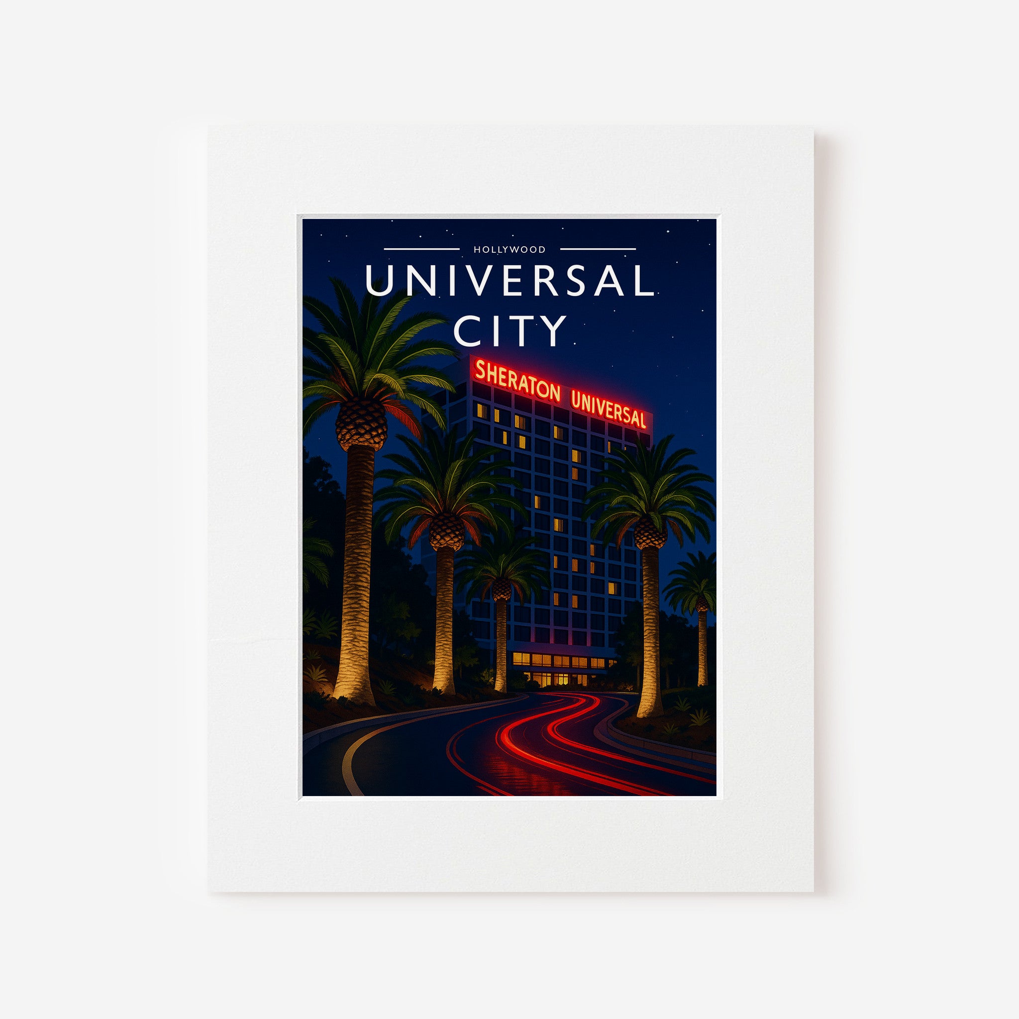 Universal City Travel Poster in a white mount