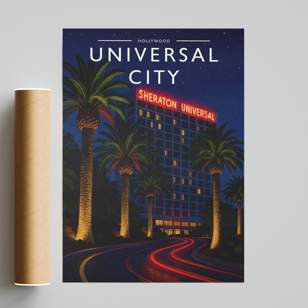 Universal City Travel Poster - fine art print with shipping tube