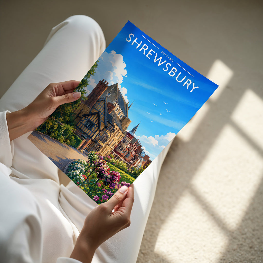 Shrewsbury #2 Travel Poster - A4 print in hand