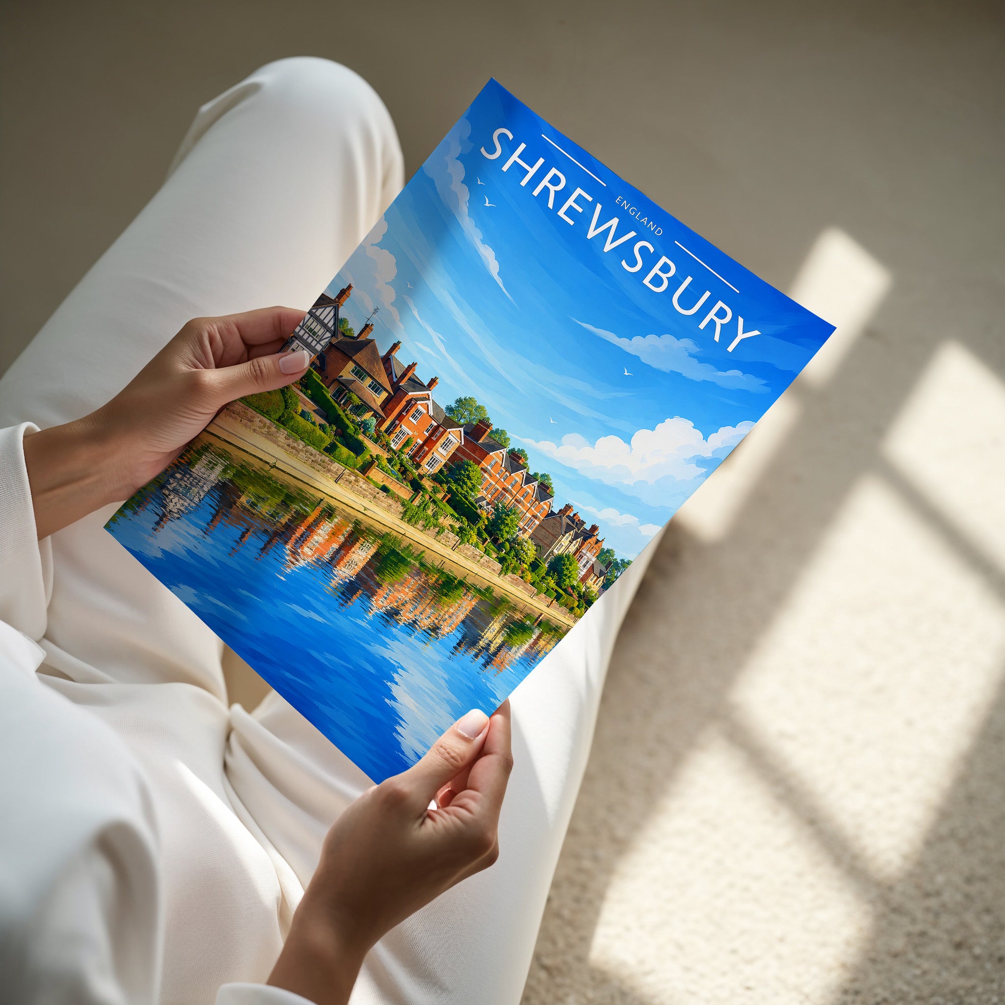 Shrewsbury #3 Travel Poster - A4 print in hand