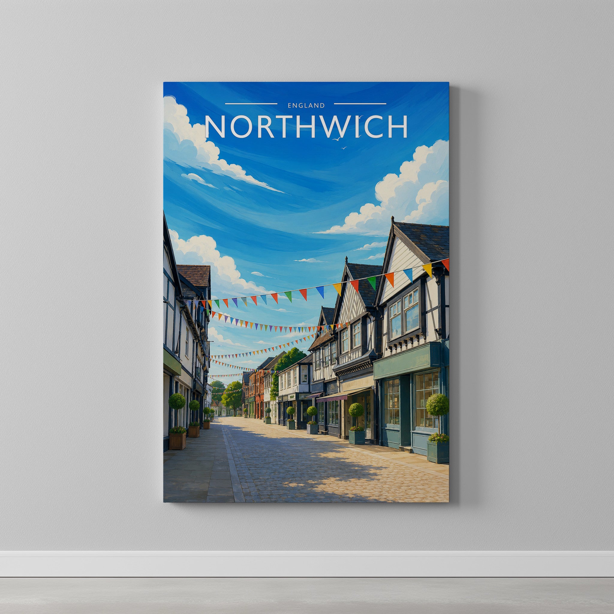 Northwich #2 Travel Poster as a gallery-wrapped canvas on a plain wall