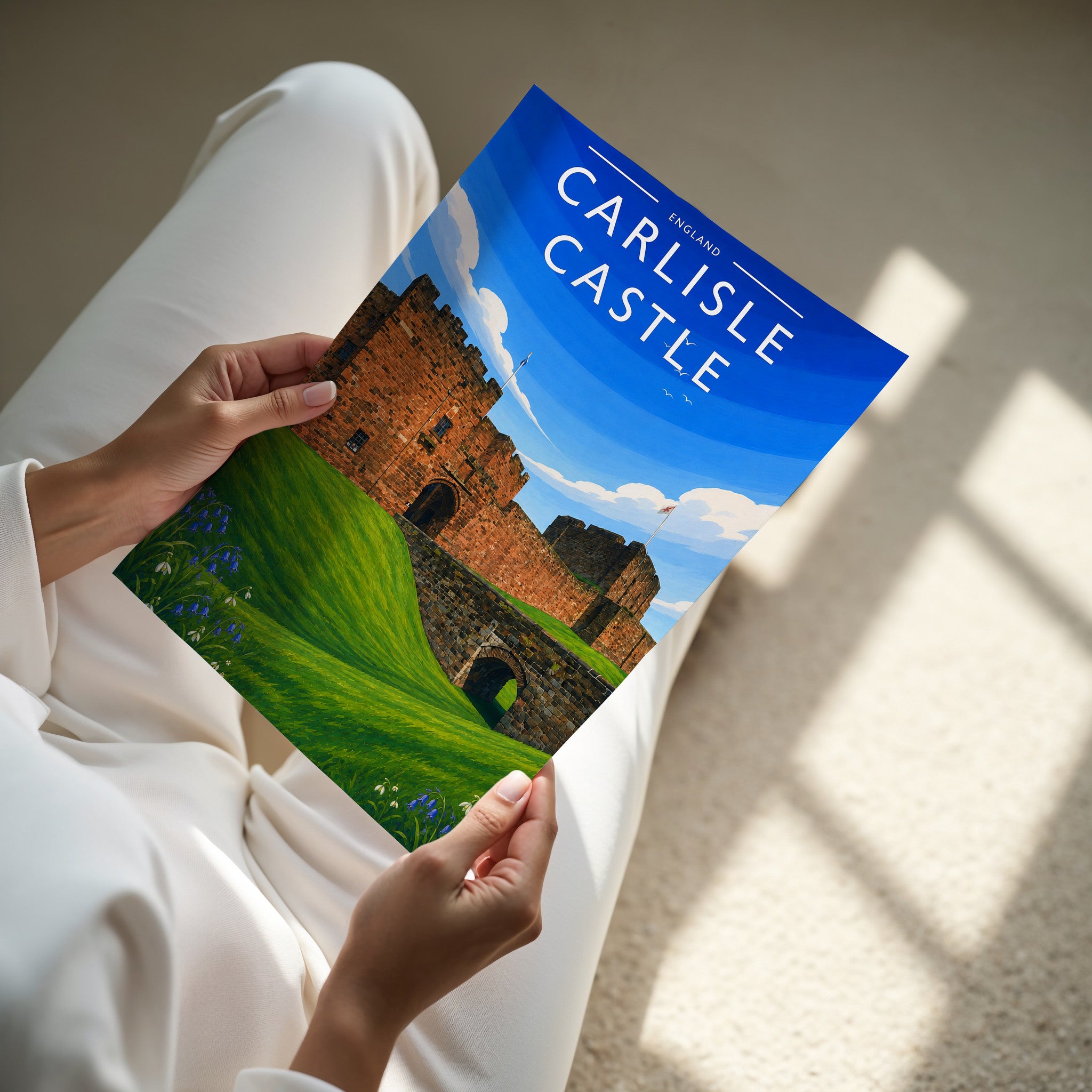 Carlisle Castle Travel Poster - A4 print in hand