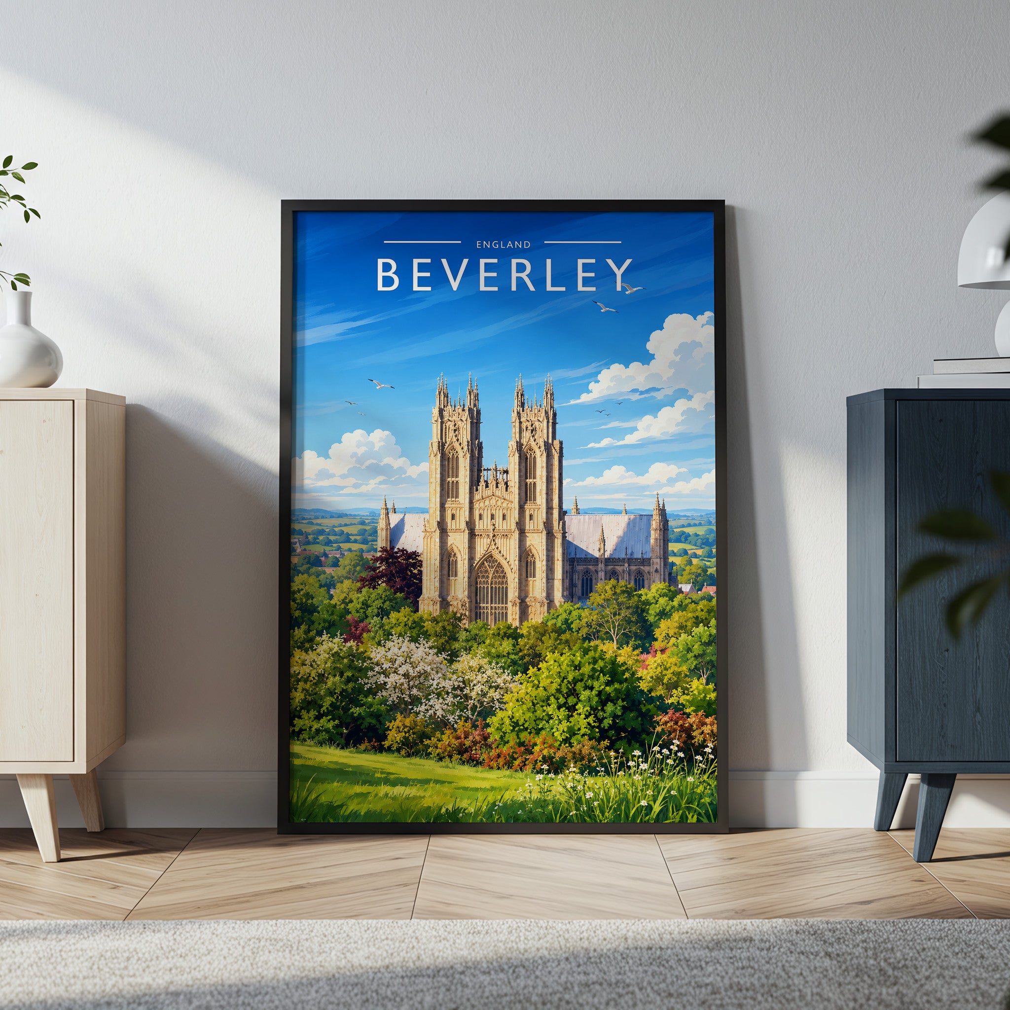 Beverley #3 Travel Poster in a black frame