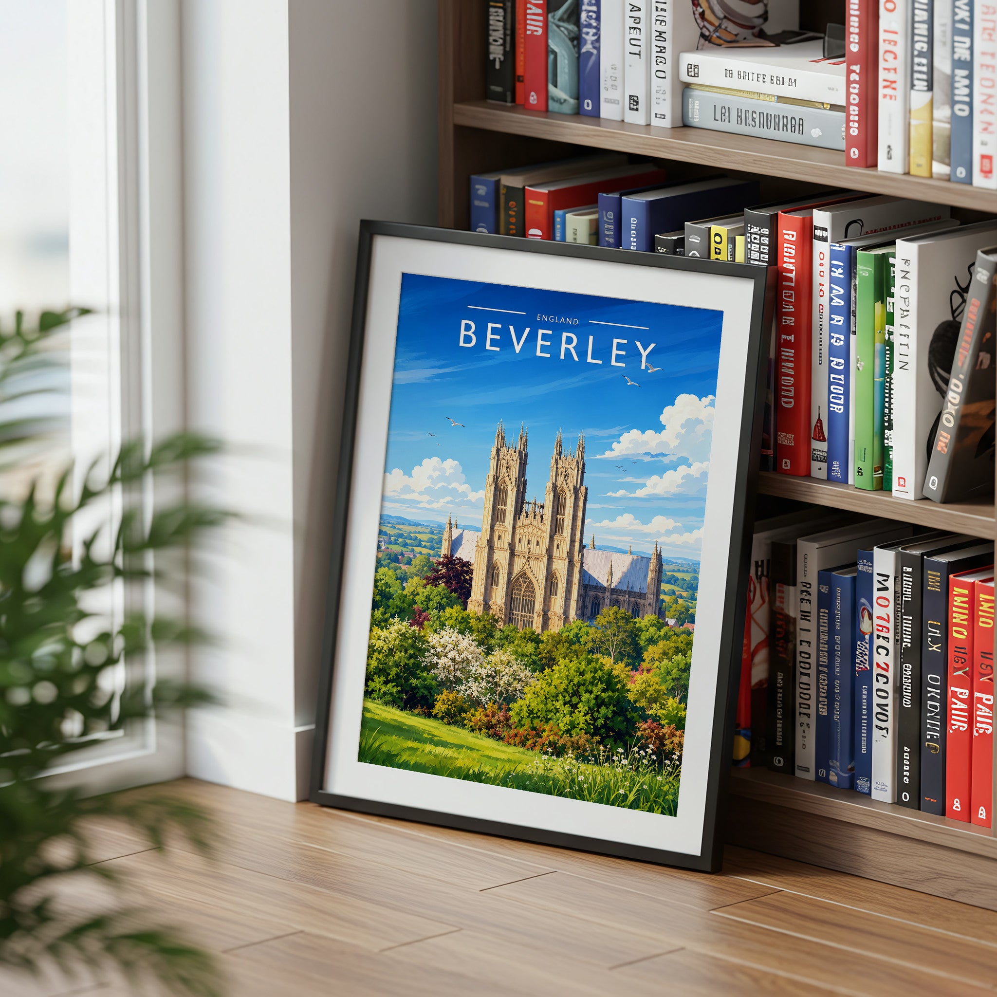 Beverley #3 Travel Poster mounted in a black frame