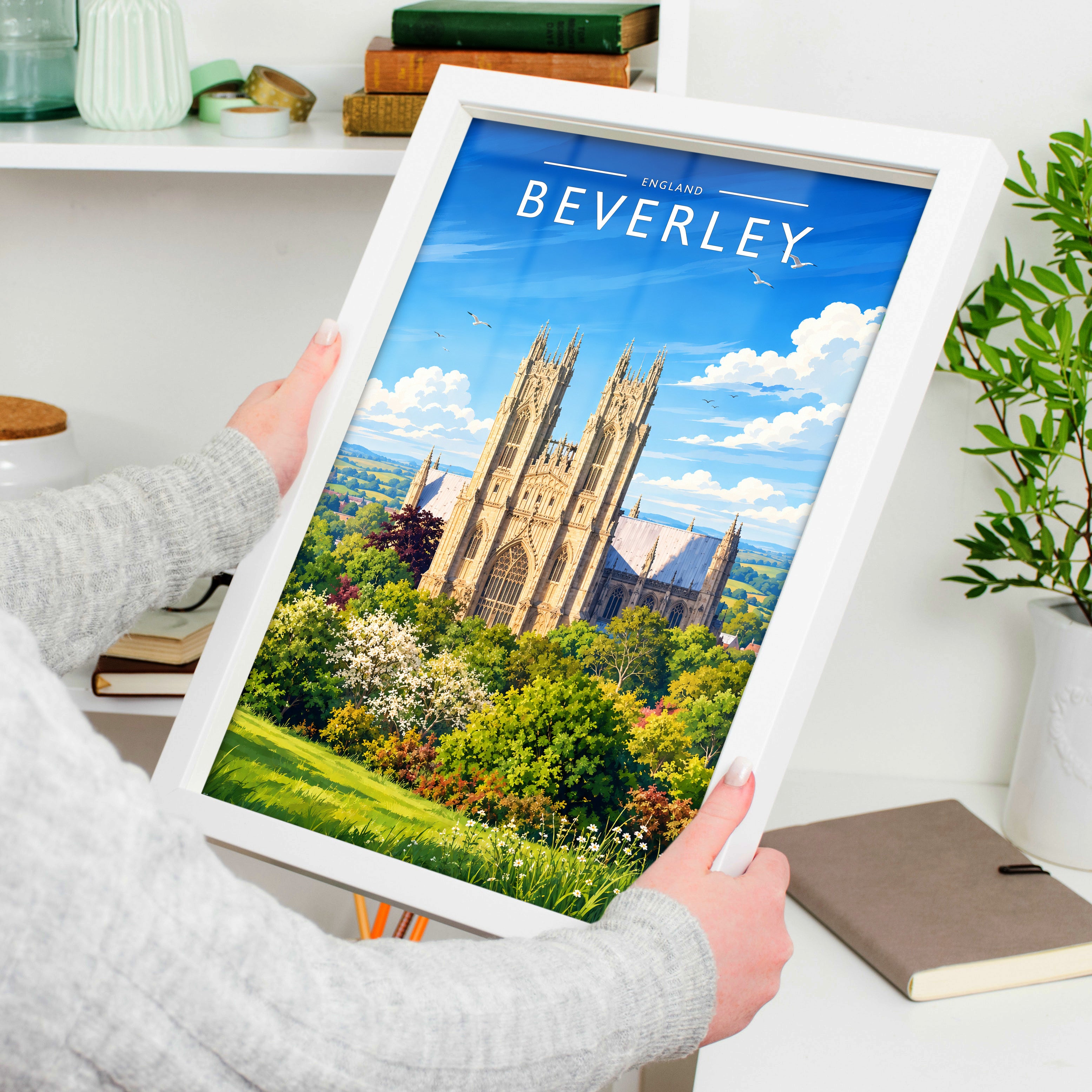 Beverley #3 Travel Poster held in a white frame