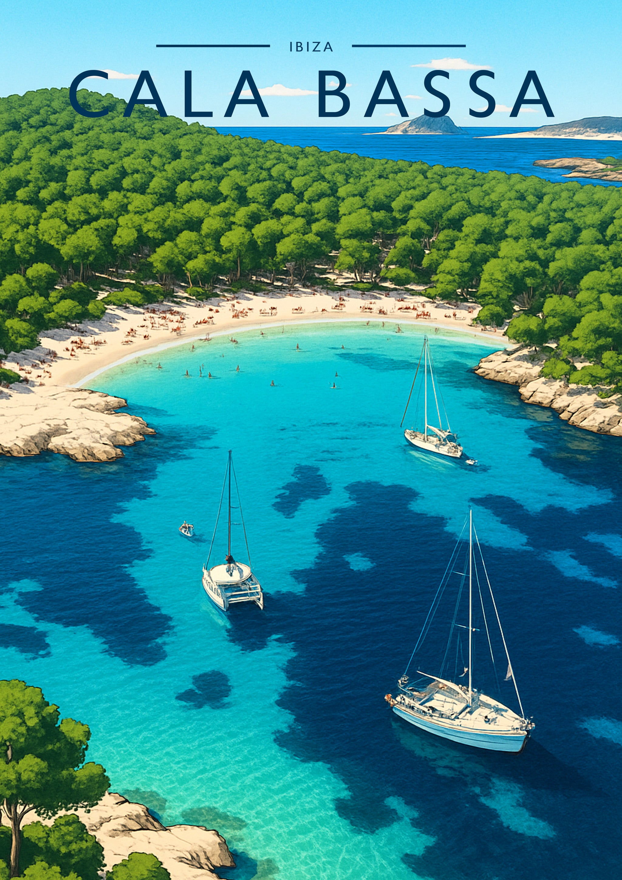 Cala Bassa Travel Poster - A4 travel poster print