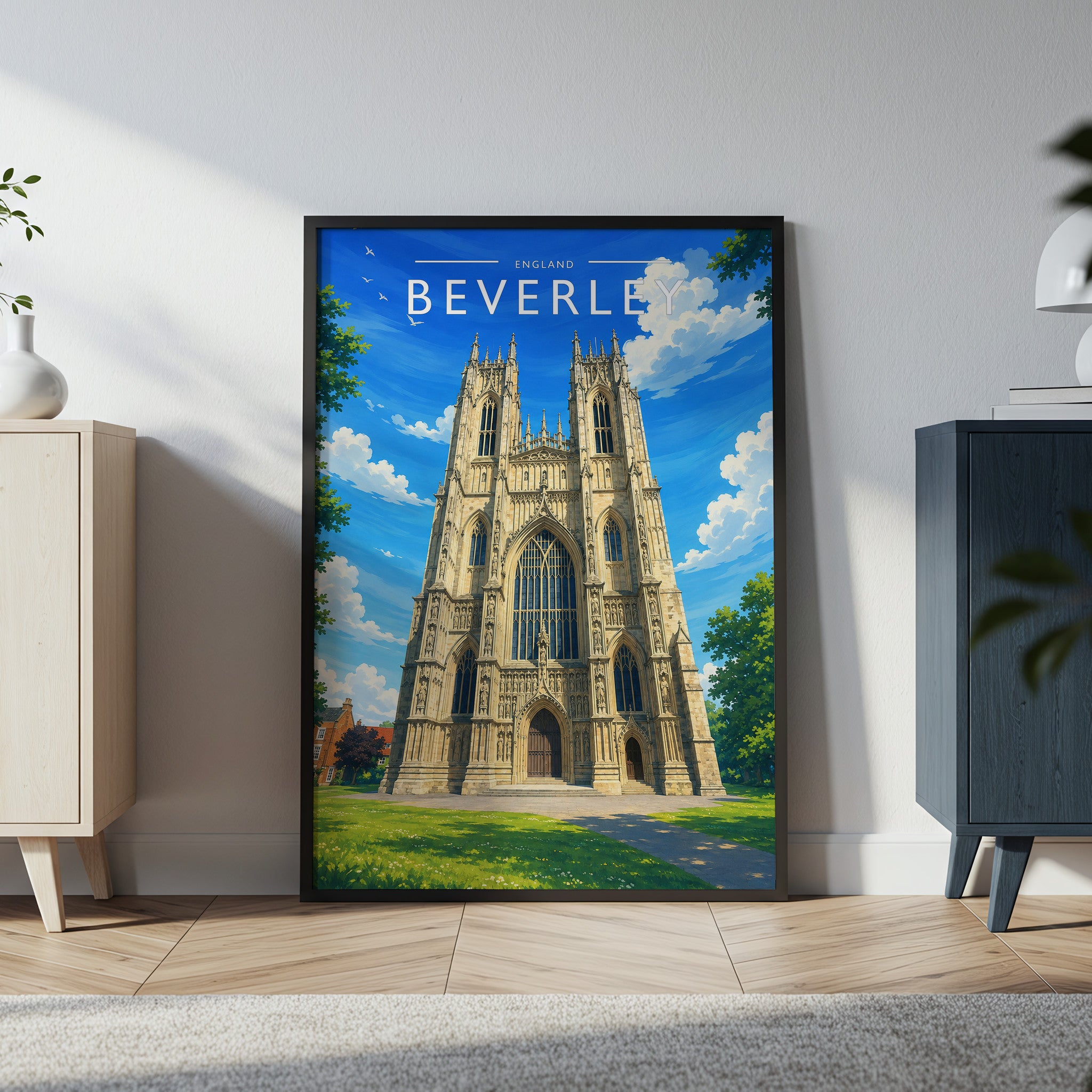 Beverley #4 Travel Poster in a black frame