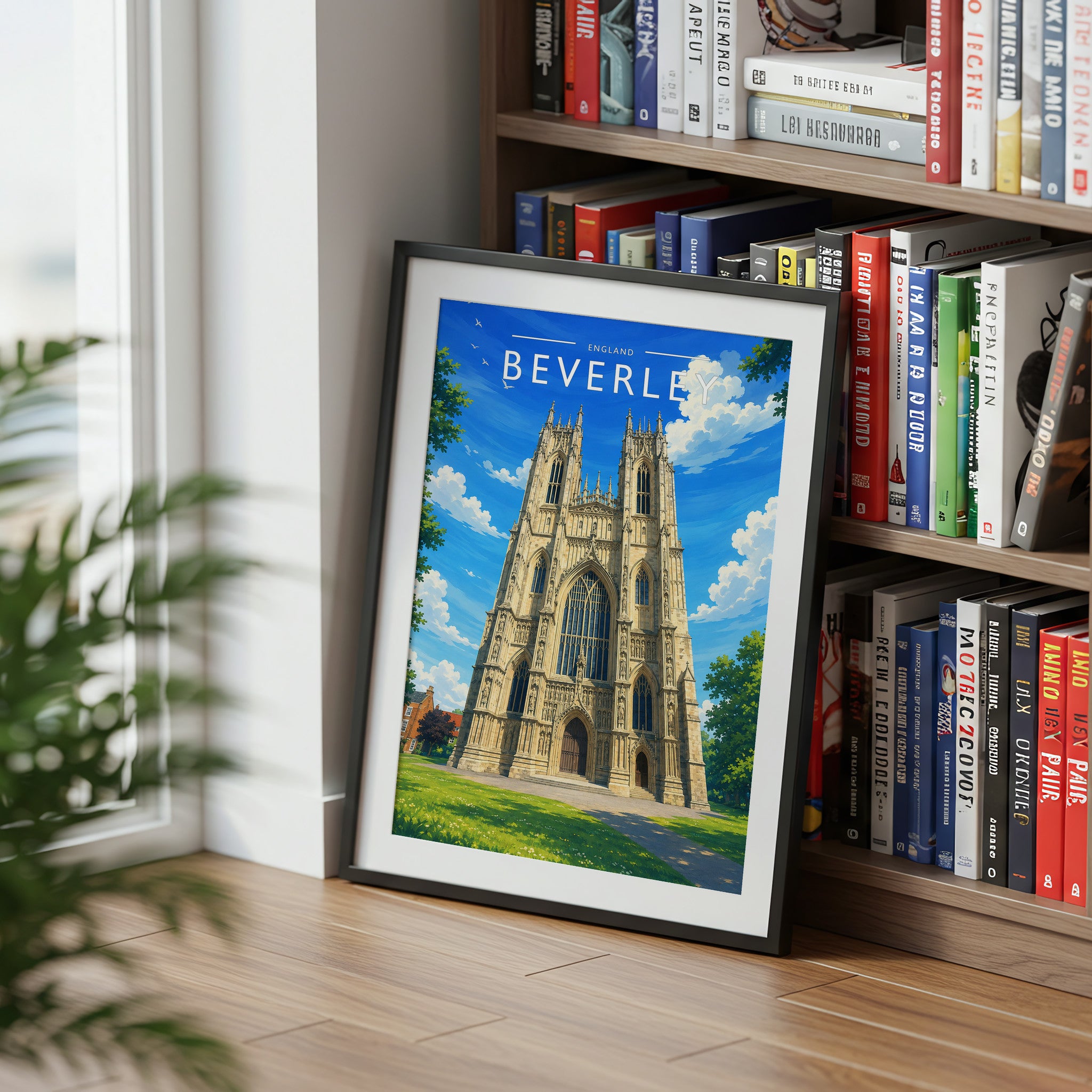 Beverley #4 Travel Poster mounted in a black frame