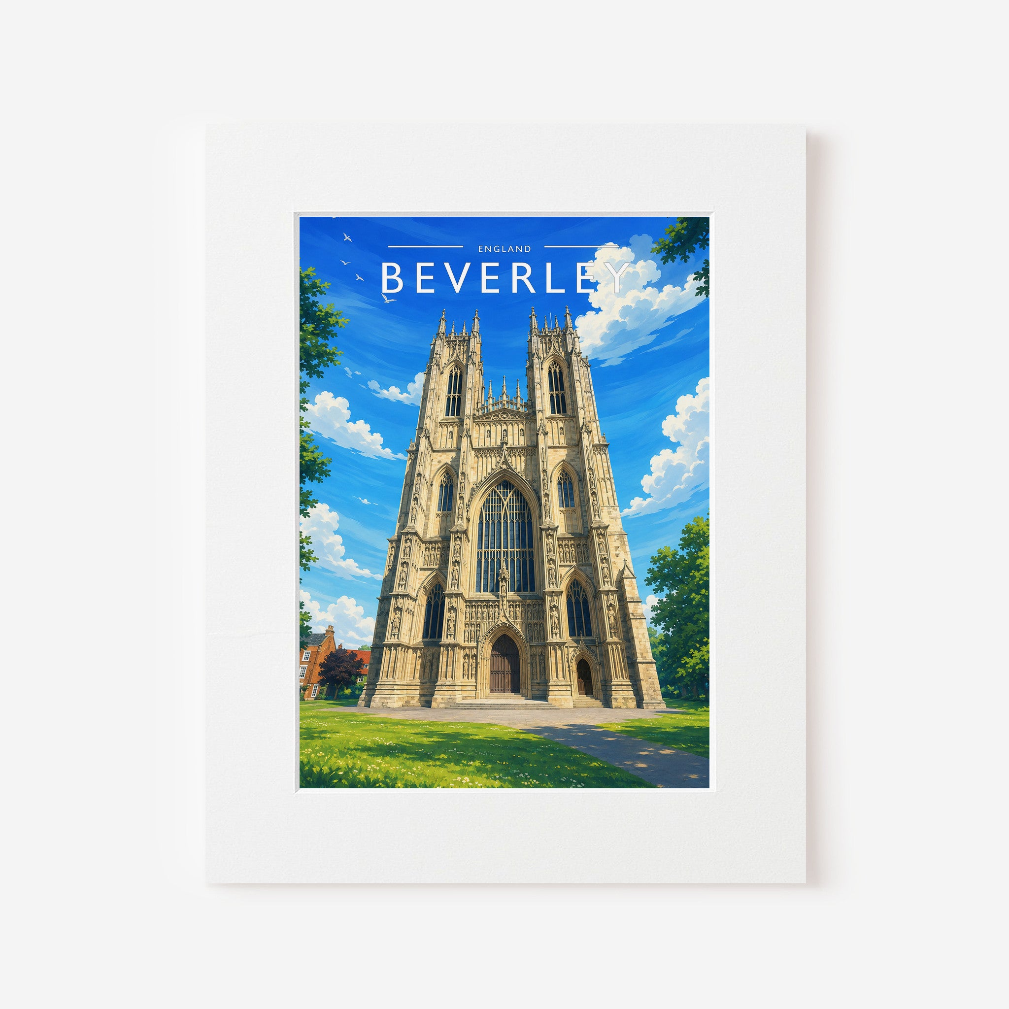 Beverley #4 Travel Poster in a white mount board