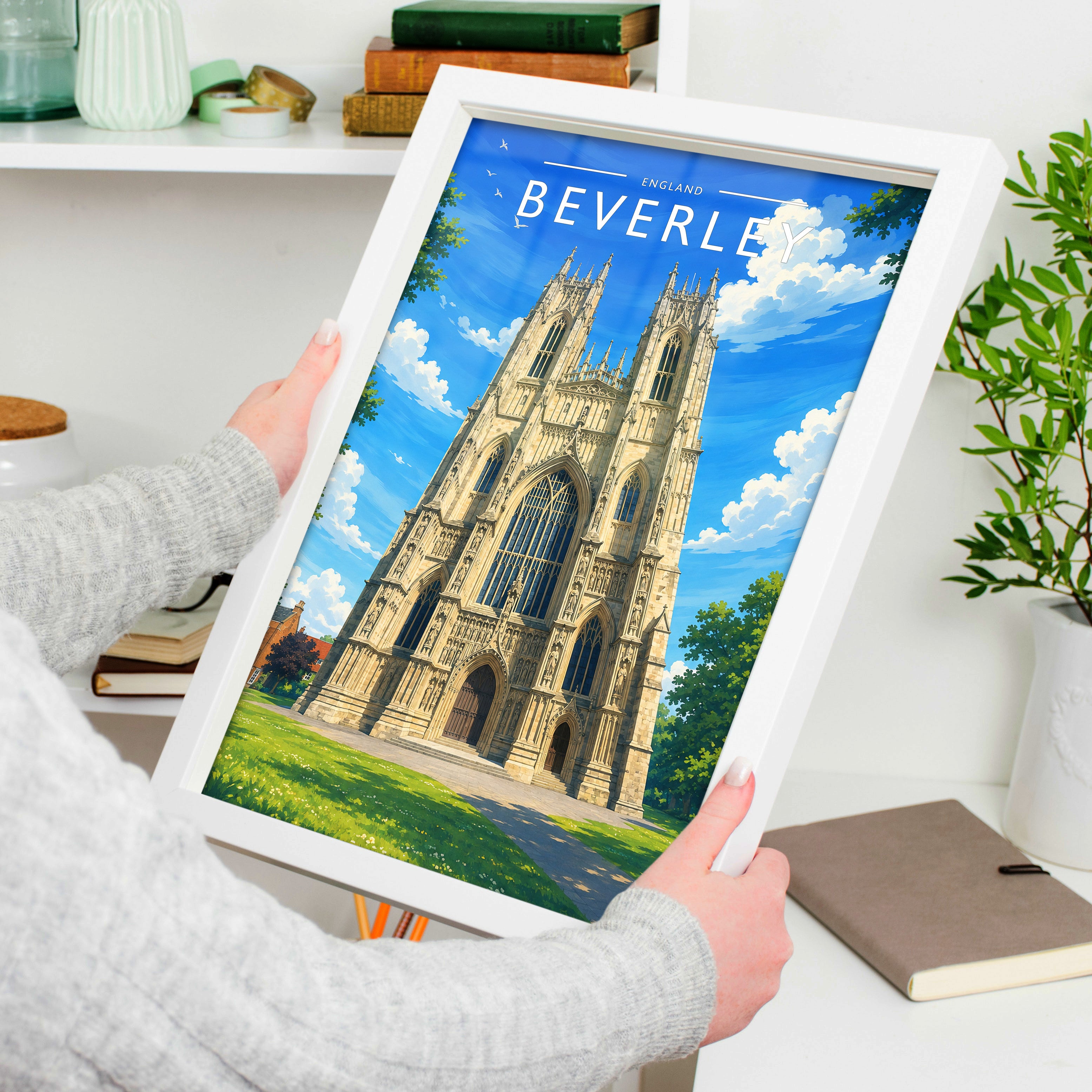 Beverley #4 Travel Poster held in a white frame