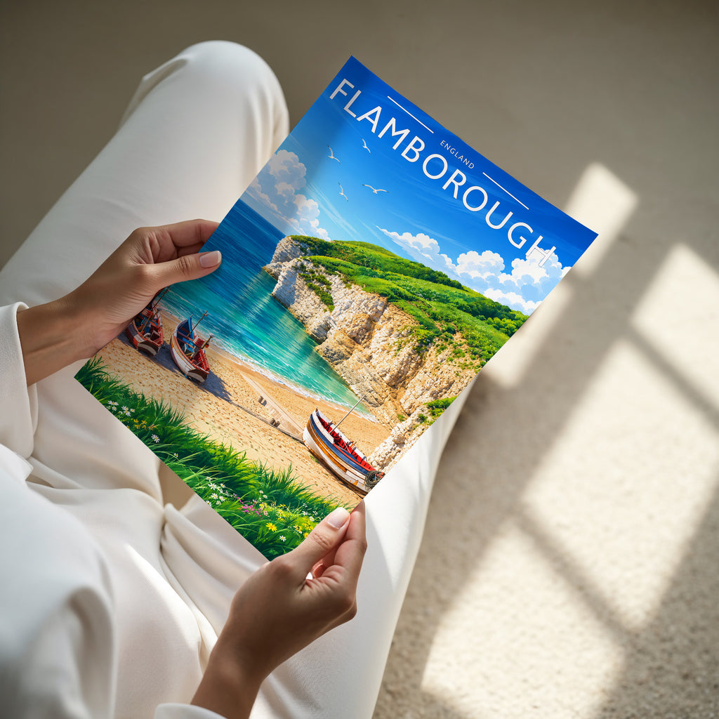 Flamborough #2 Travel Poster - A4 print in hand