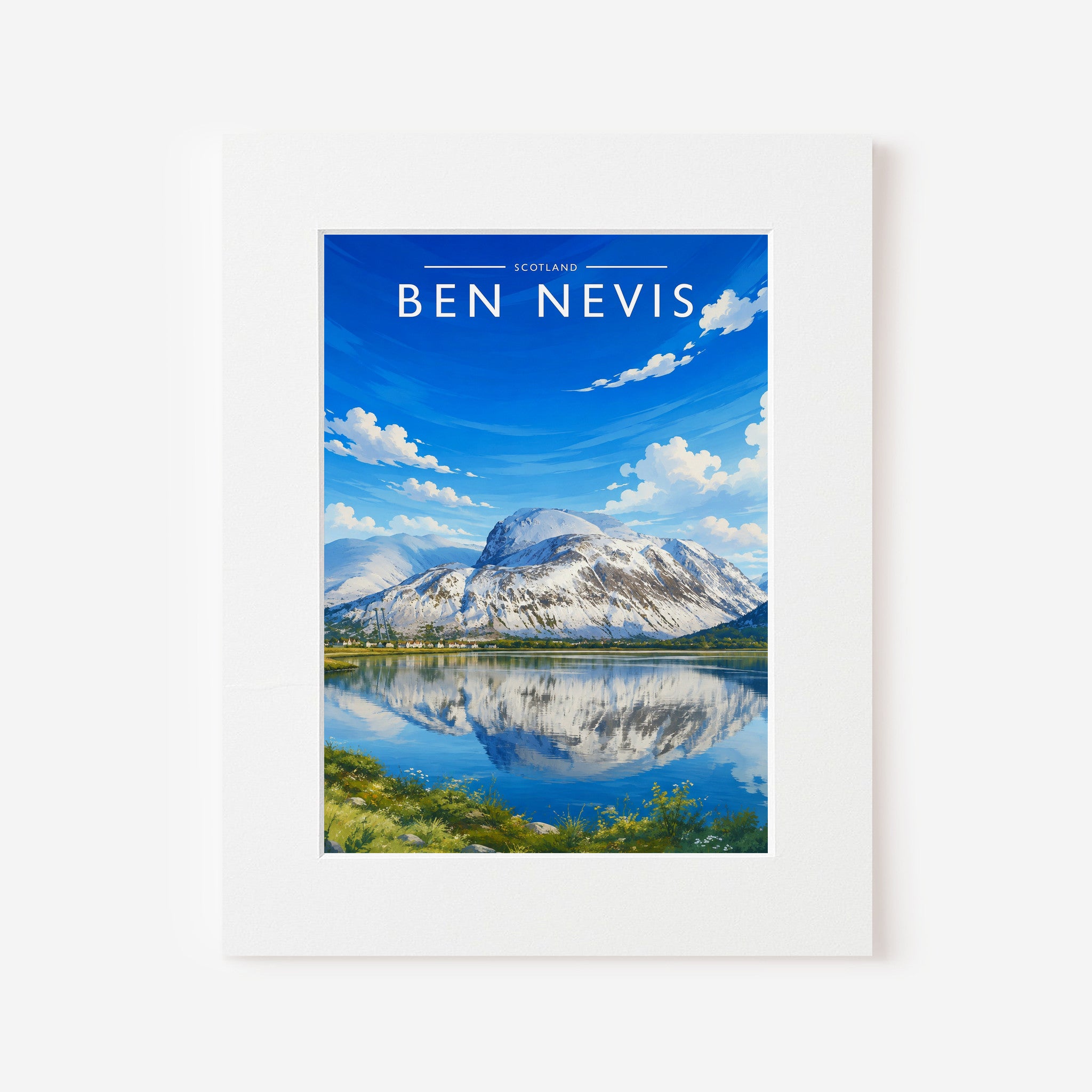 Ben Nevis Travel Poster in a white mount board