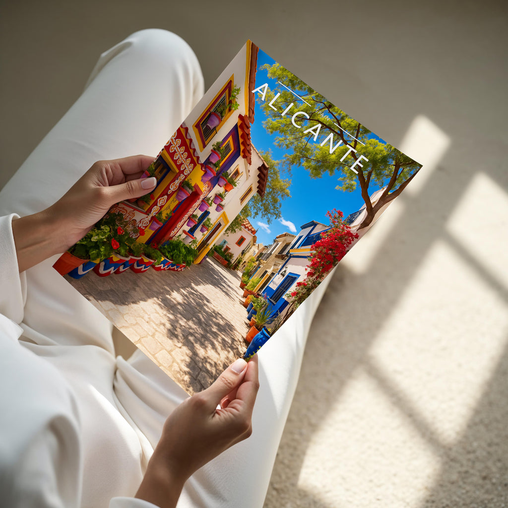Alicante Travel Poster - A4 print held in hand