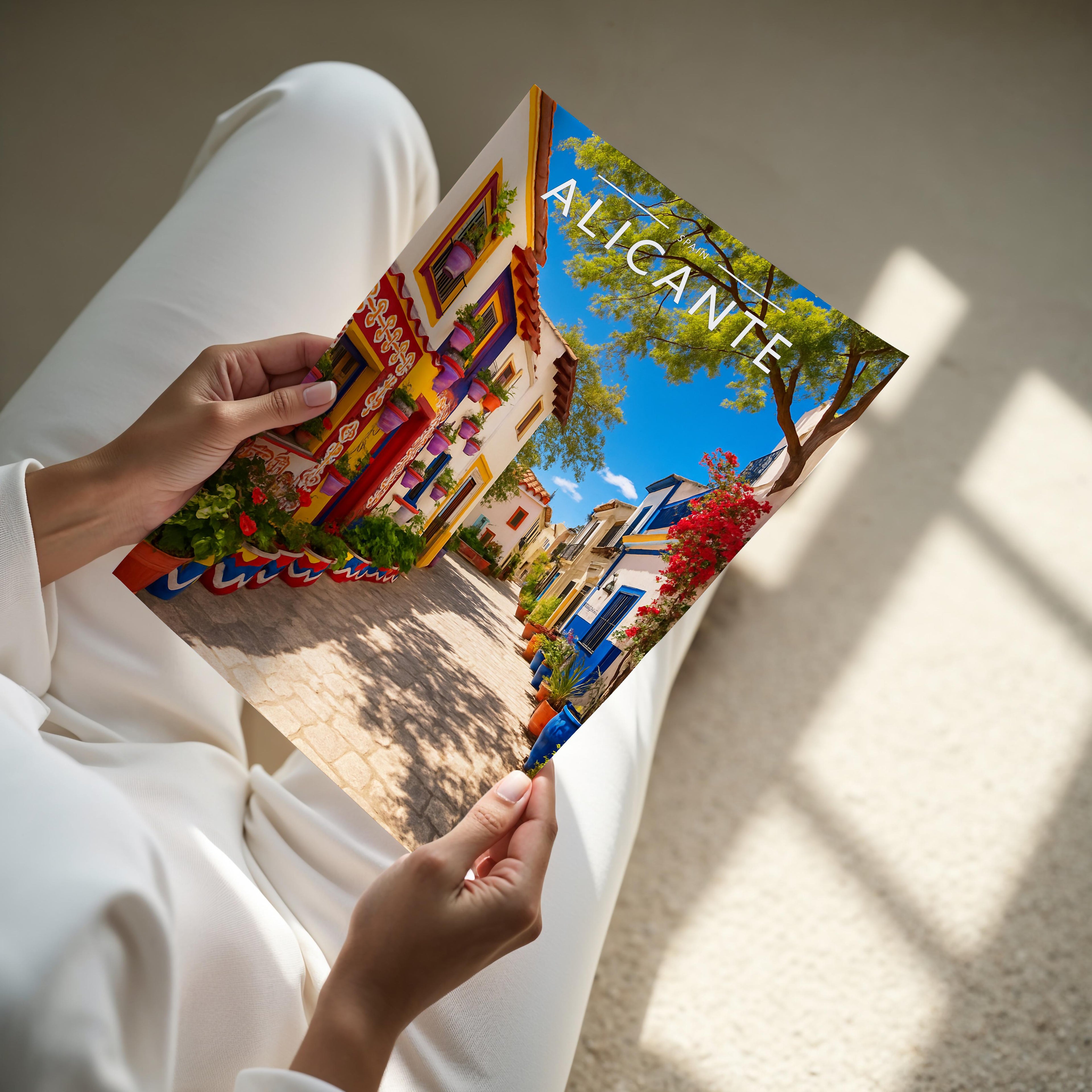 Alicante Travel Poster - A4 print held in hand