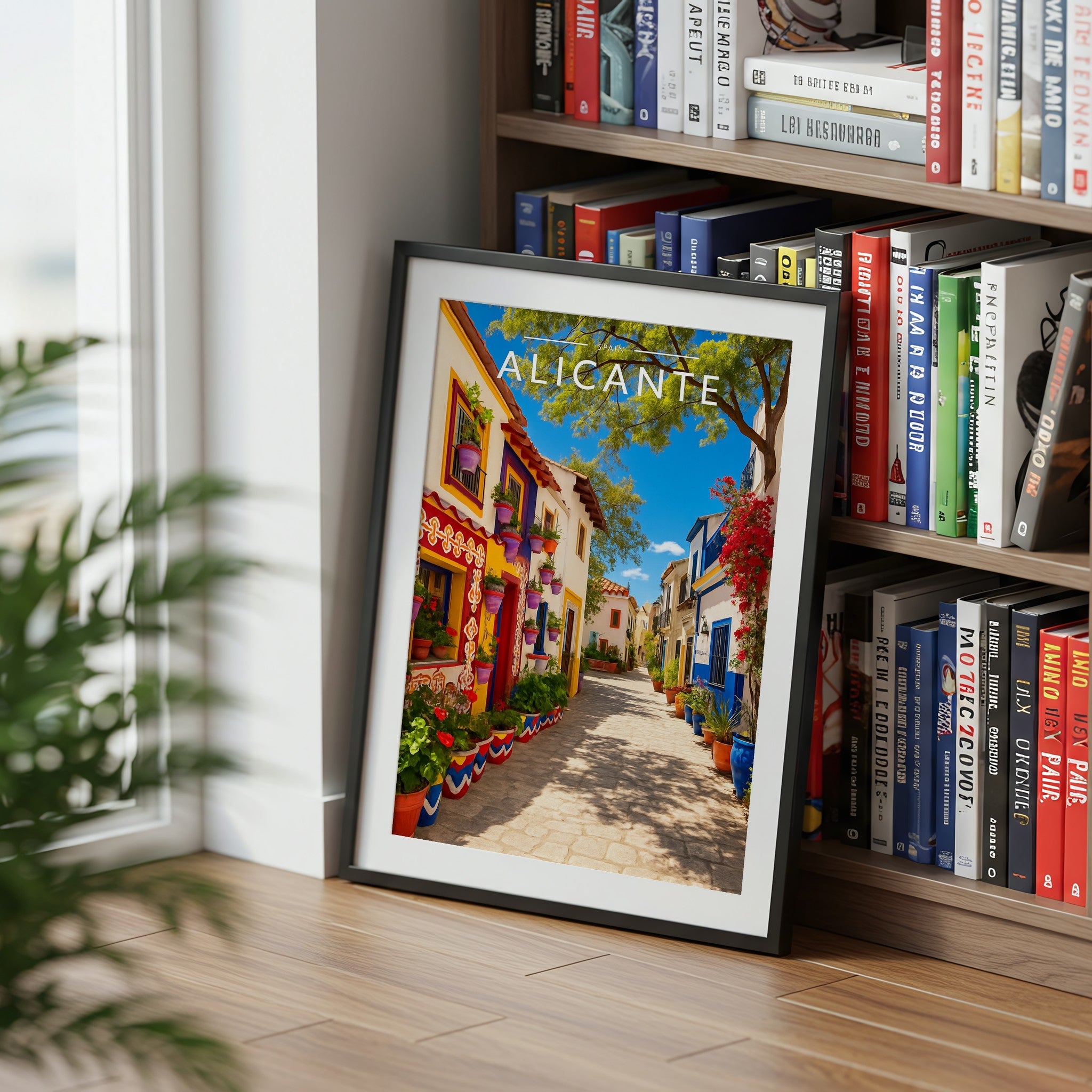 Alicante Travel Poster mounted in a black frame