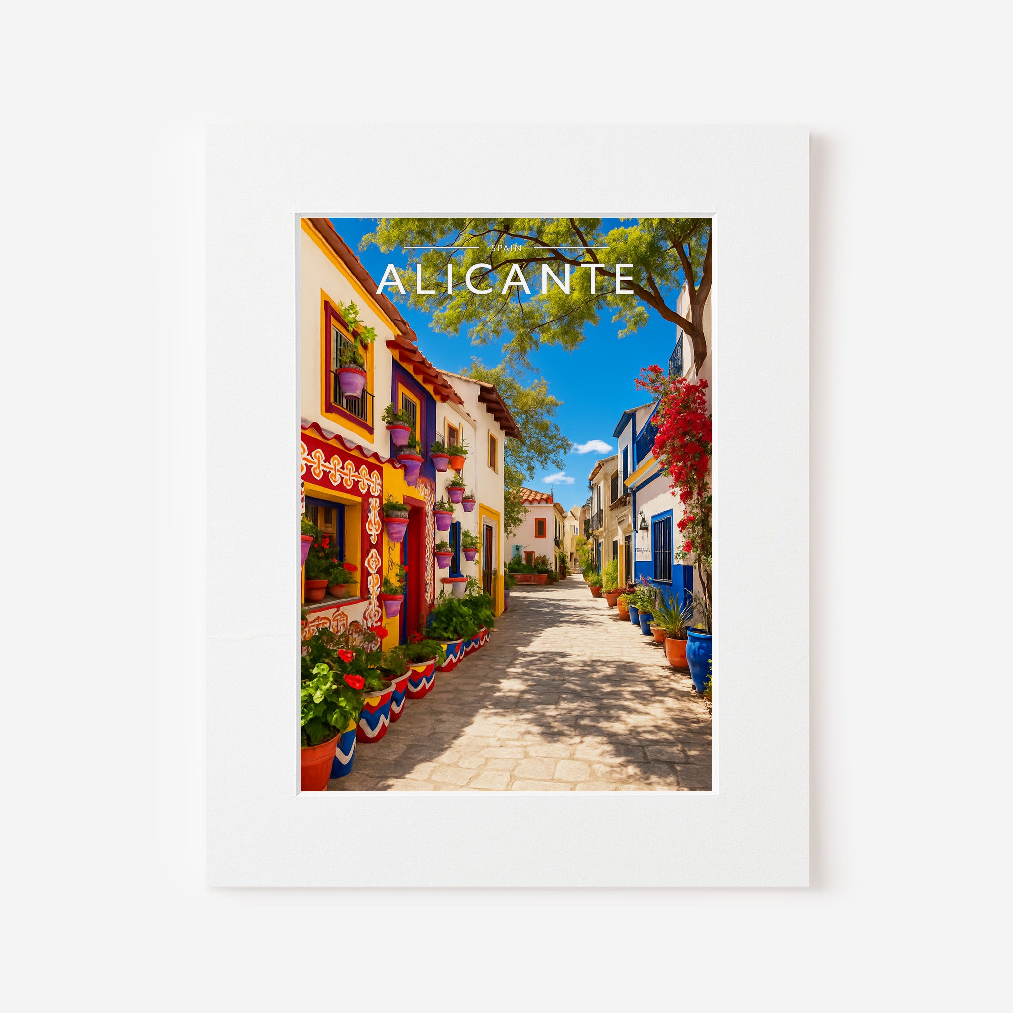 Alicante Travel Poster in a white mount