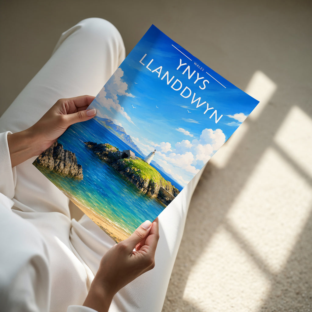 Ynys Llanddwyn #4 Travel Poster - A4 print in hand