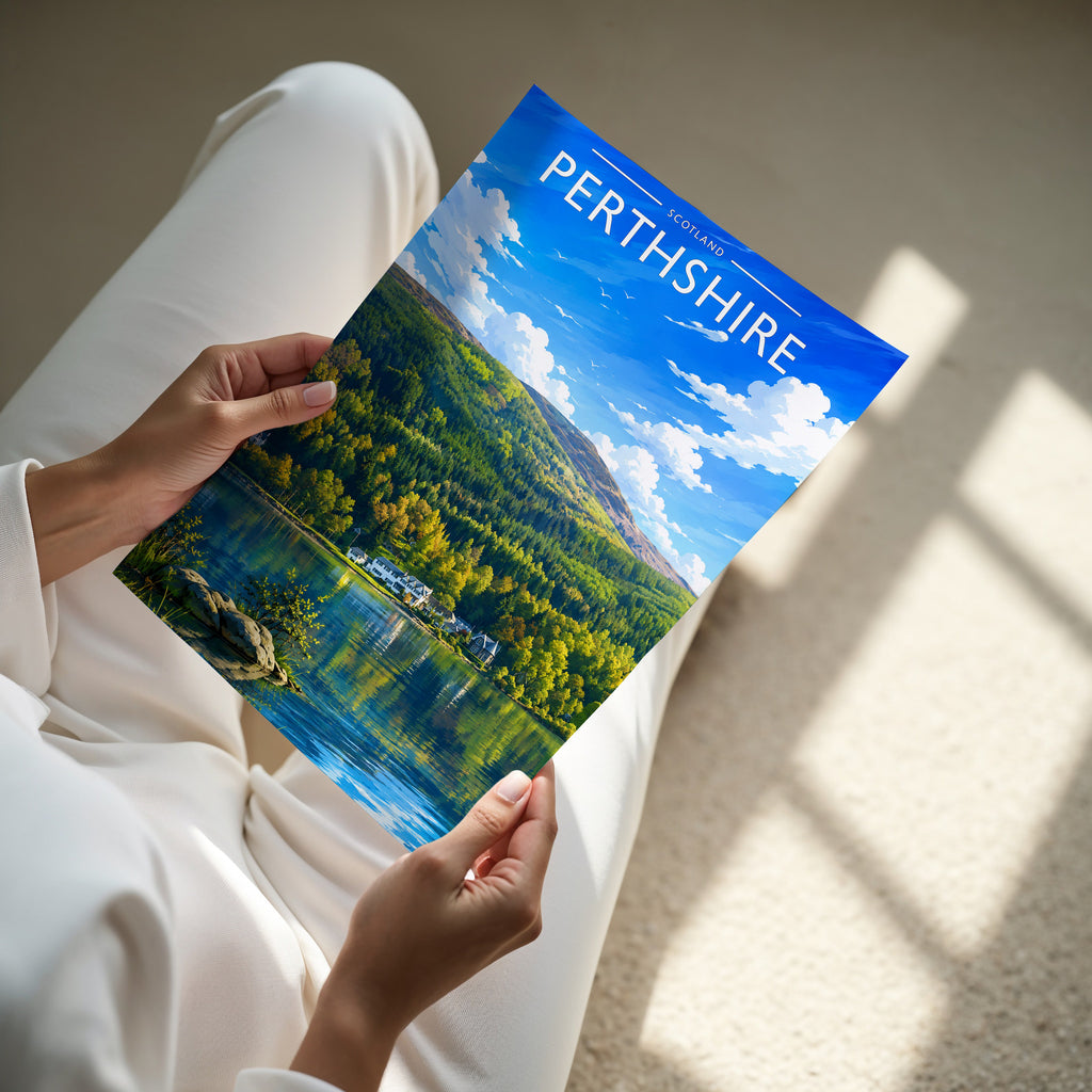 Perthshire Travel Poster - A4 print in hand