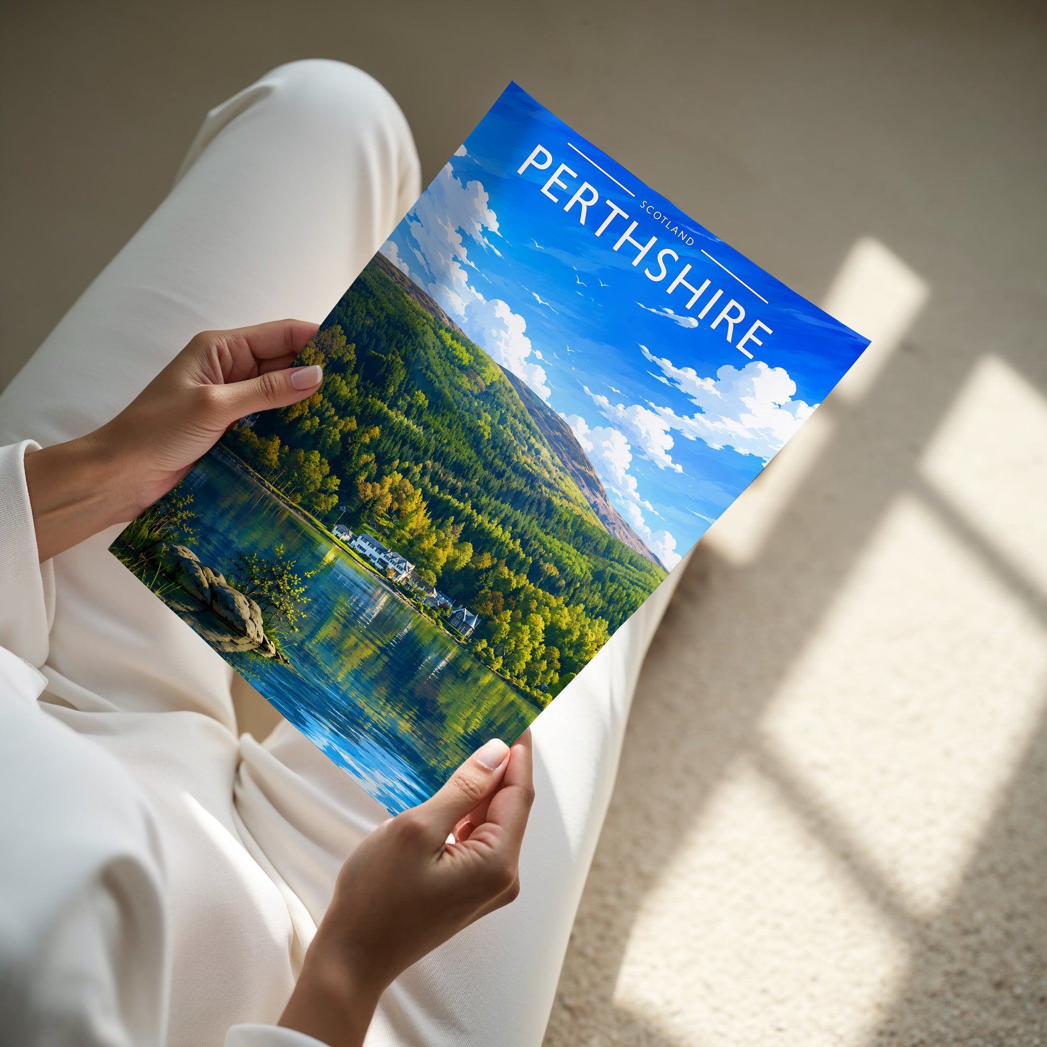 Perthshire Travel Poster - A4 print in hand