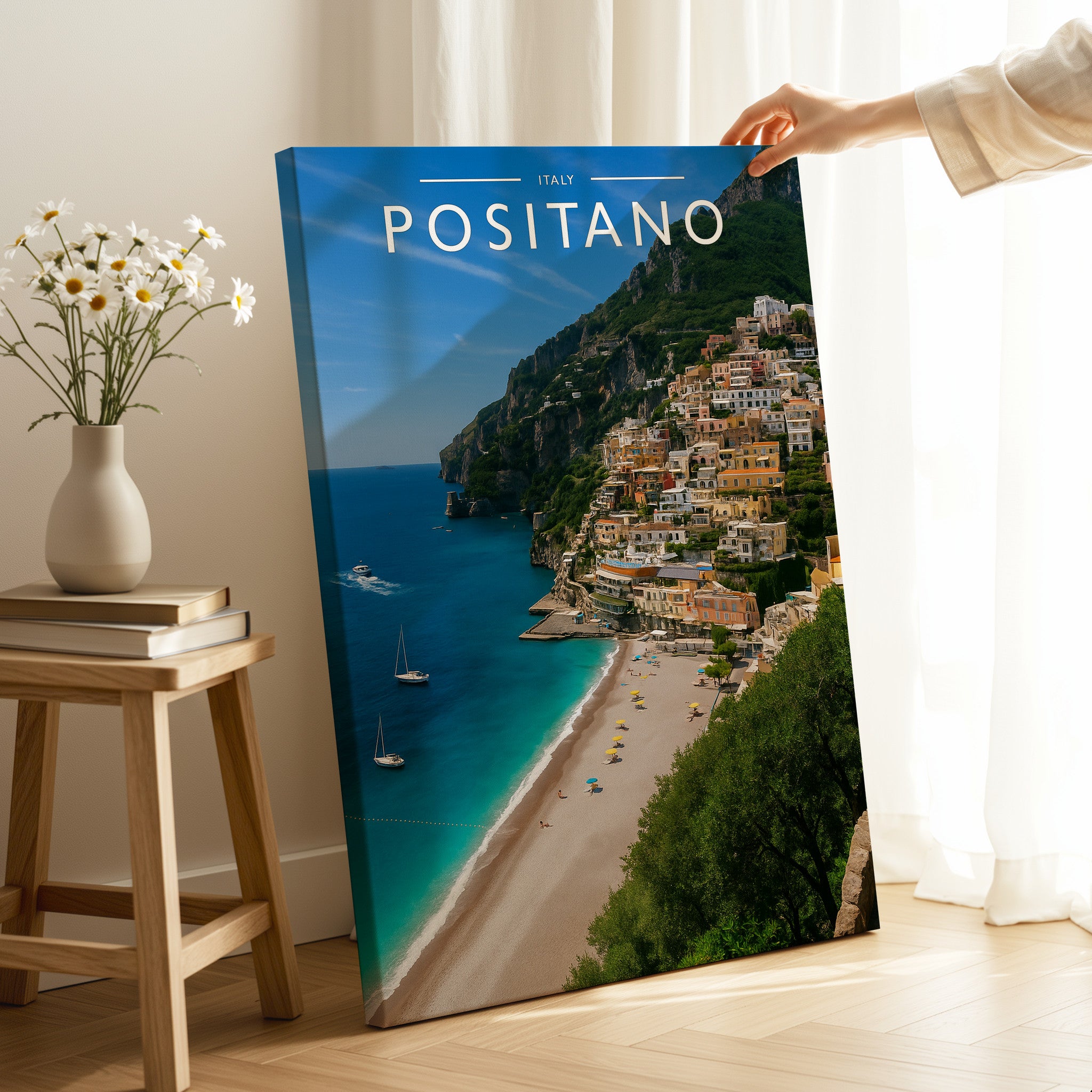 Positano Travel Poster as a gallery-wrapped canvas