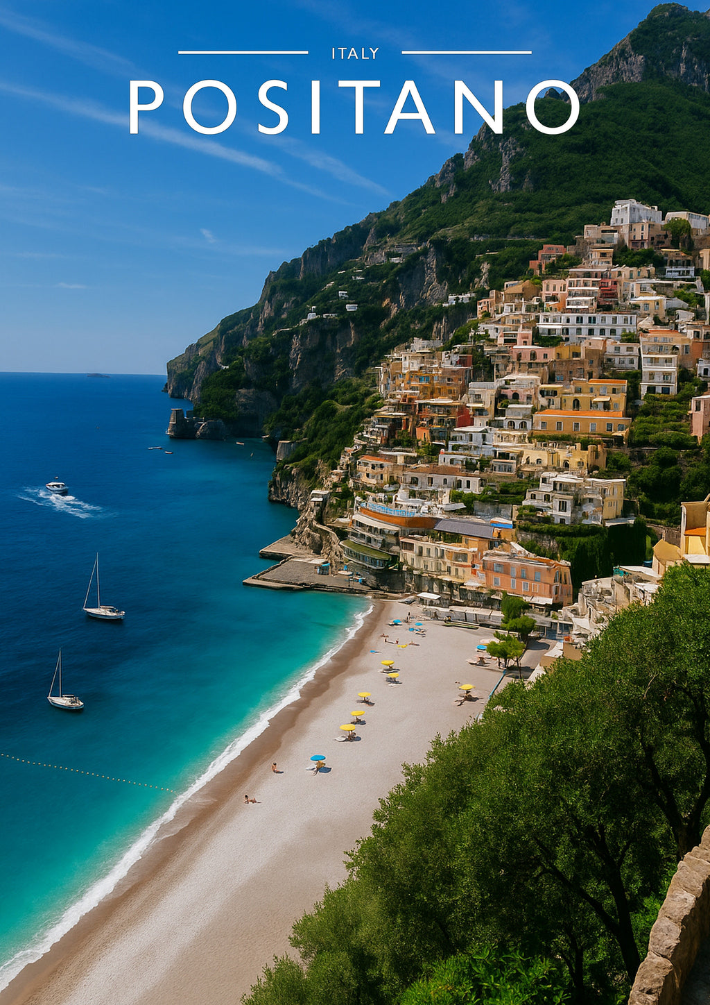 Positano Travel Poster - A4 travel poster print