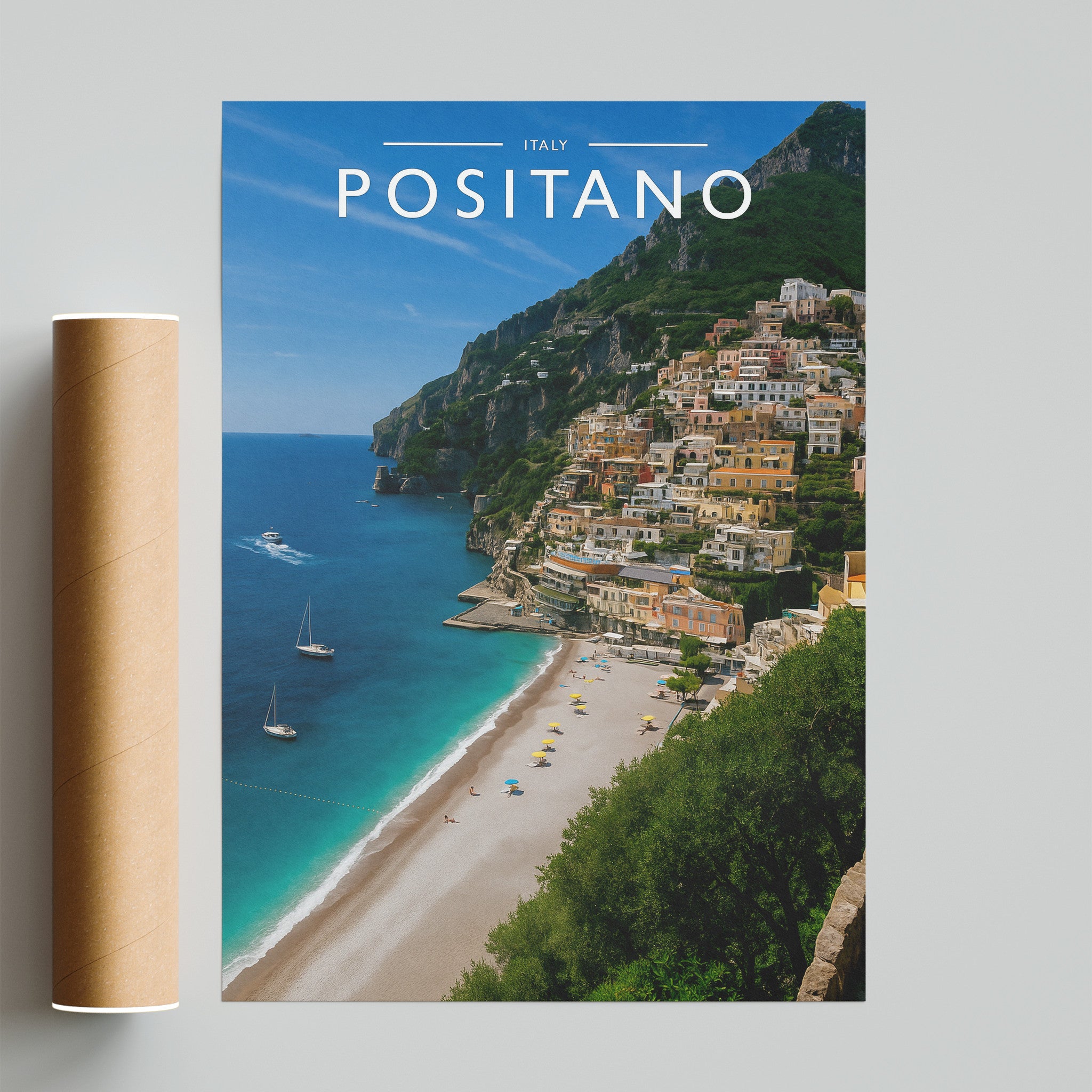 Positano Travel Poster - fine art print with shipping tube