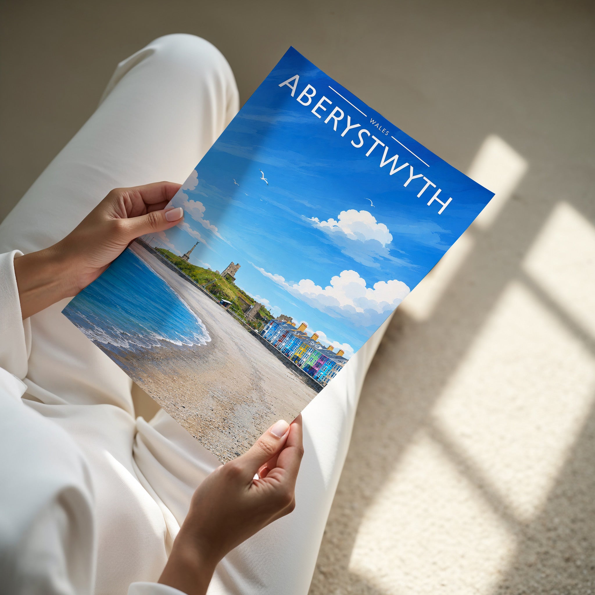 Aberystwyth Travel Poster - A4 print in hand