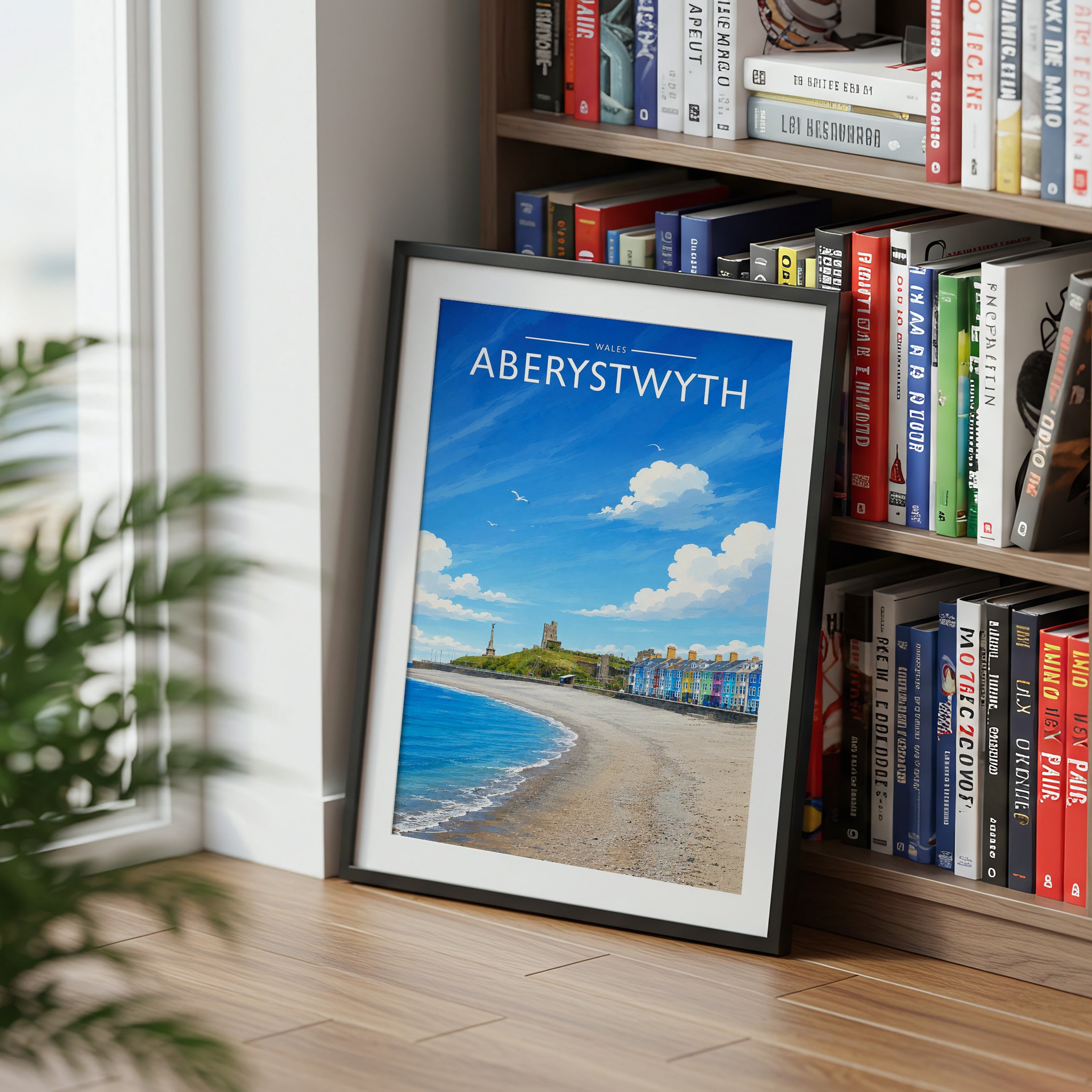 Aberystwyth Travel Poster mounted in a black frame