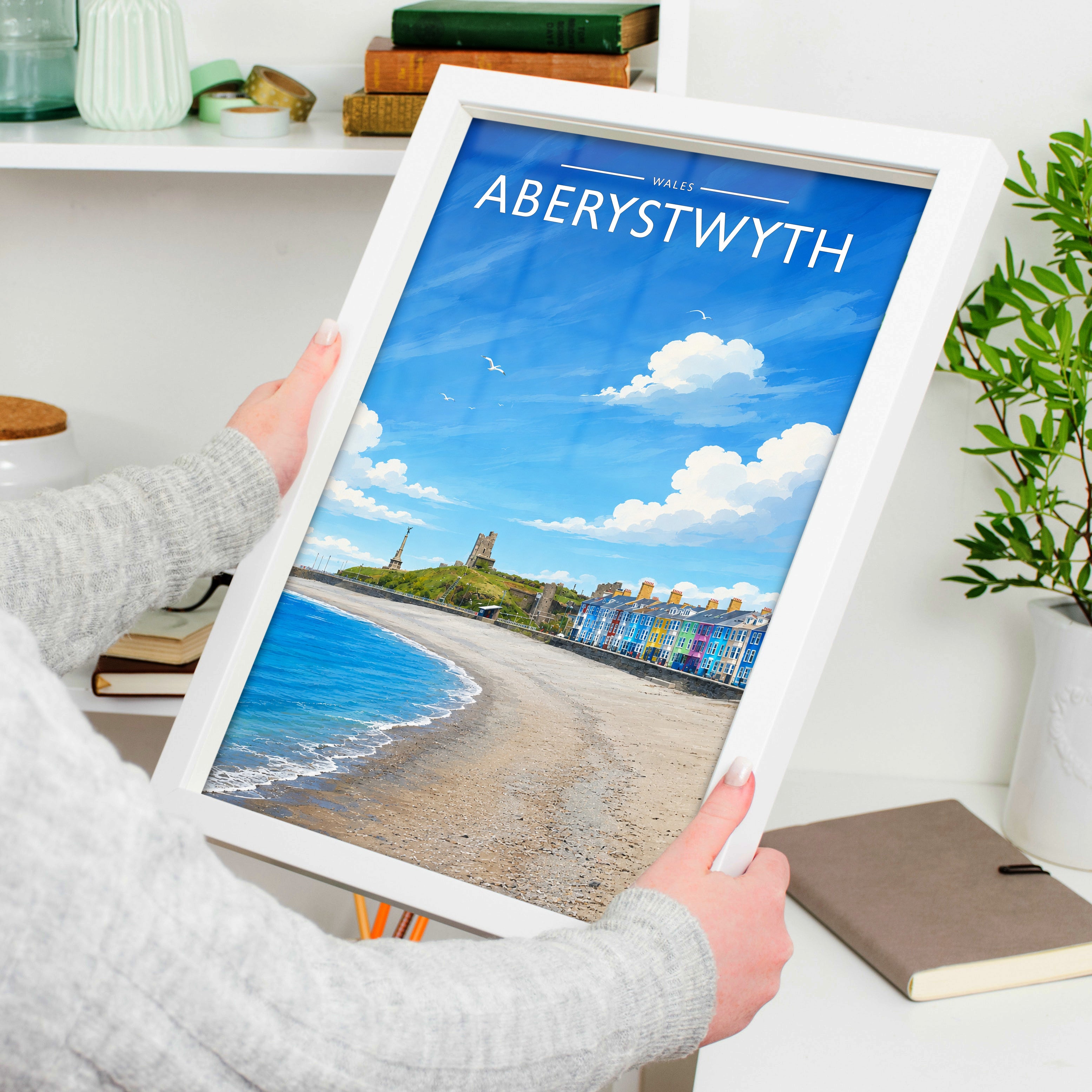 Aberystwyth Travel Poster held in a white frame